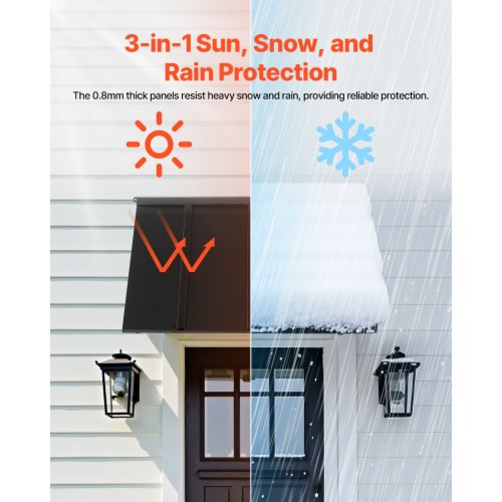 VEVOR Window Awning Door Canopy 44x24 in Outdoor Patio Steel Front Door Awnings
