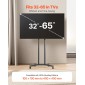 VEVOR Rolling TV Stand, Κινητό καλάθι τηλεόρασης για οθόνες 32-65 ιντσών, ρυθμιζόμενο ύψος, φορητή βάση οθόνης με ρόδες που χωράει έως 88 lbs για σαλόνι, υπνοδωμάτιο, γραφείο, εξωτερικό, Max VESA 400x400mm