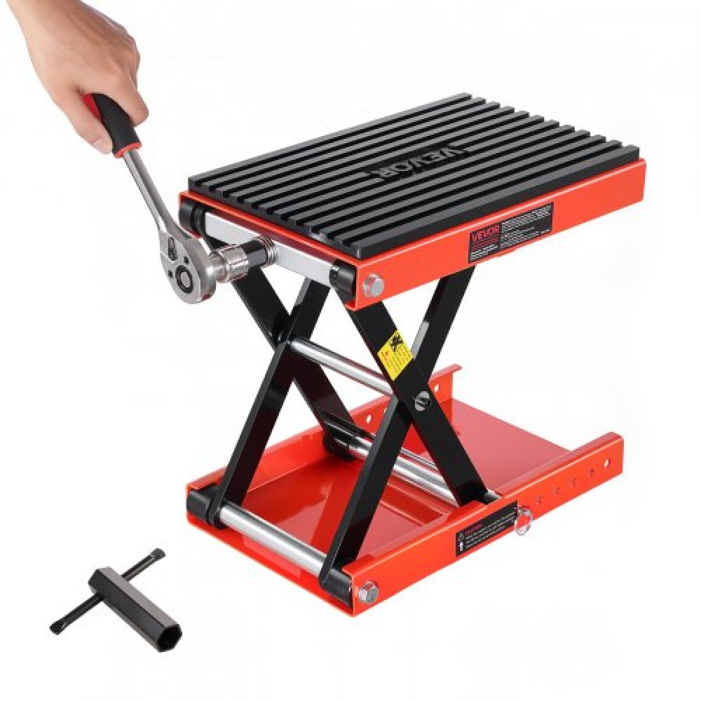 VEVOR Motorcycle Scissor Lift Jack 1200lbs Wide Deck Motorcycle Lift Stand Crank