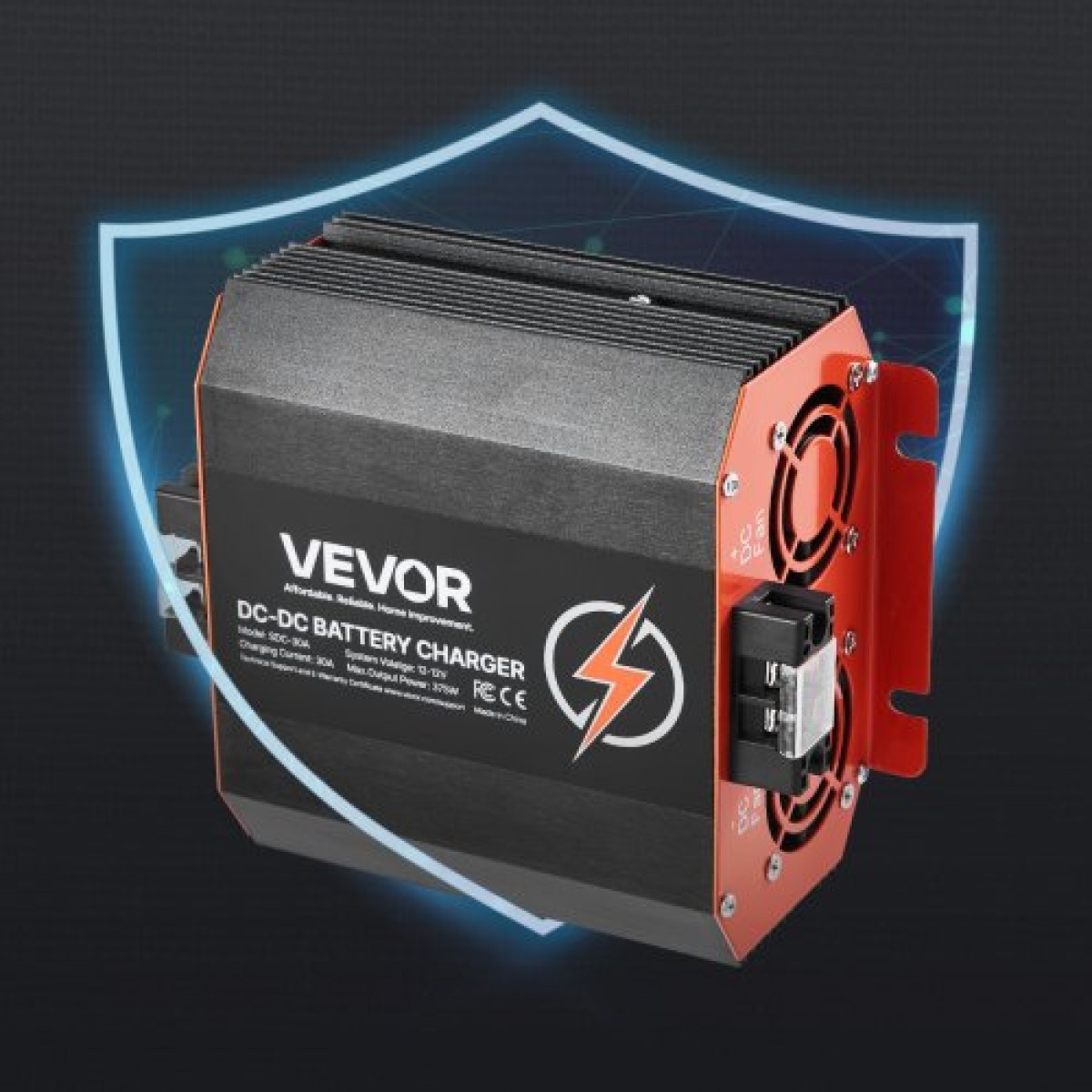 VEVOR 12V 30A DC to DC φορτιστής μπαταριών, 375W, φορτιστής μπαταριών οχήματος για μπαταρίες μολύβδου-οξέος, λιθίου, AGM, GEL και πλημμυρισμένες μπαταρίες, Έξυπνη φόρτιση πολλαπλών σταδίων, για RV, επαγγελματικά οχήματα, σκάφη, σκάφη