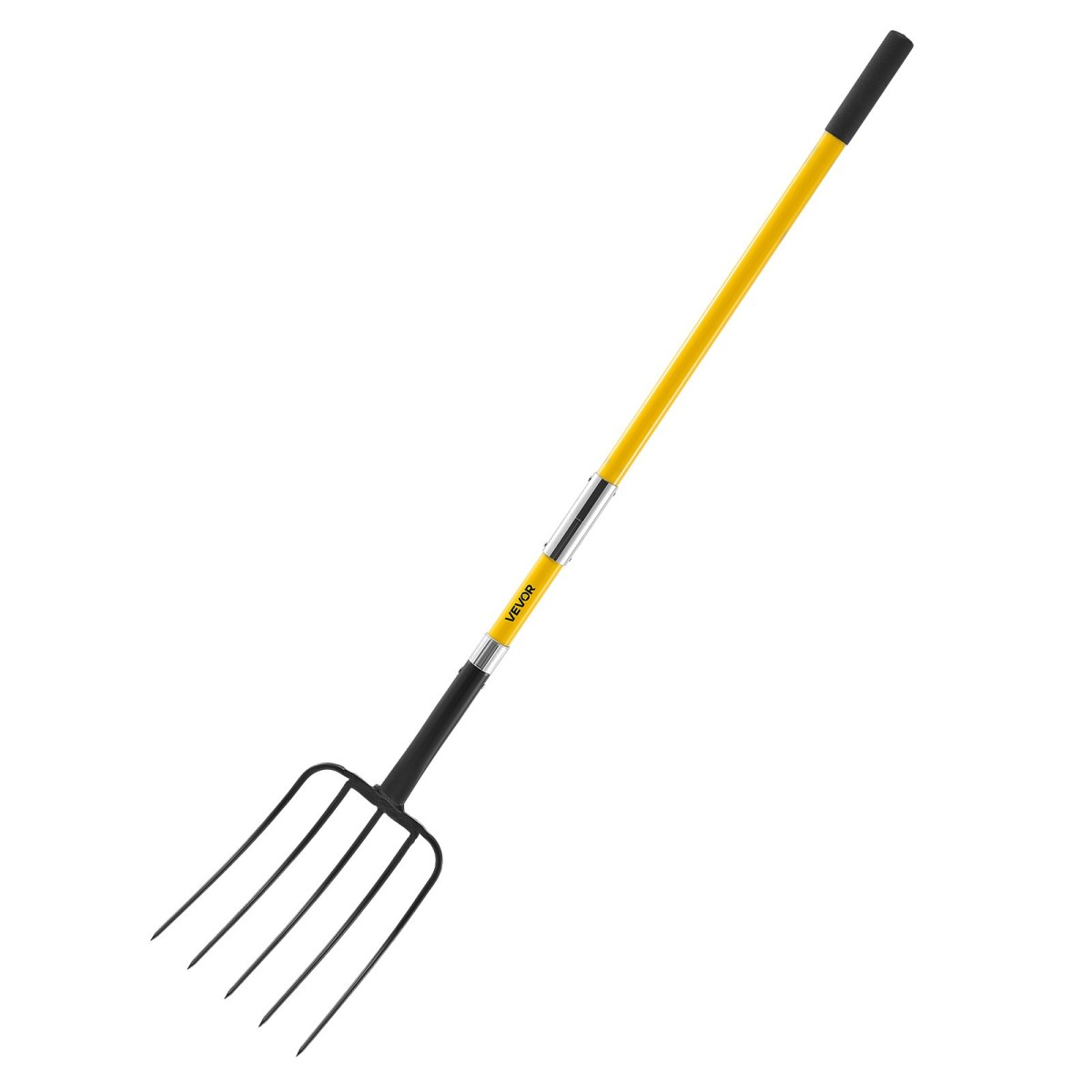 VEVOR Garden Fork, Pitchfork 5-Tine Gardening Pitchfork with Fiberglass Handle, 57 in Heavy Duty Digging Fork with Y Grip, Forged Steel Spading Fork for Hay Potato Composting Aeration Transplanting