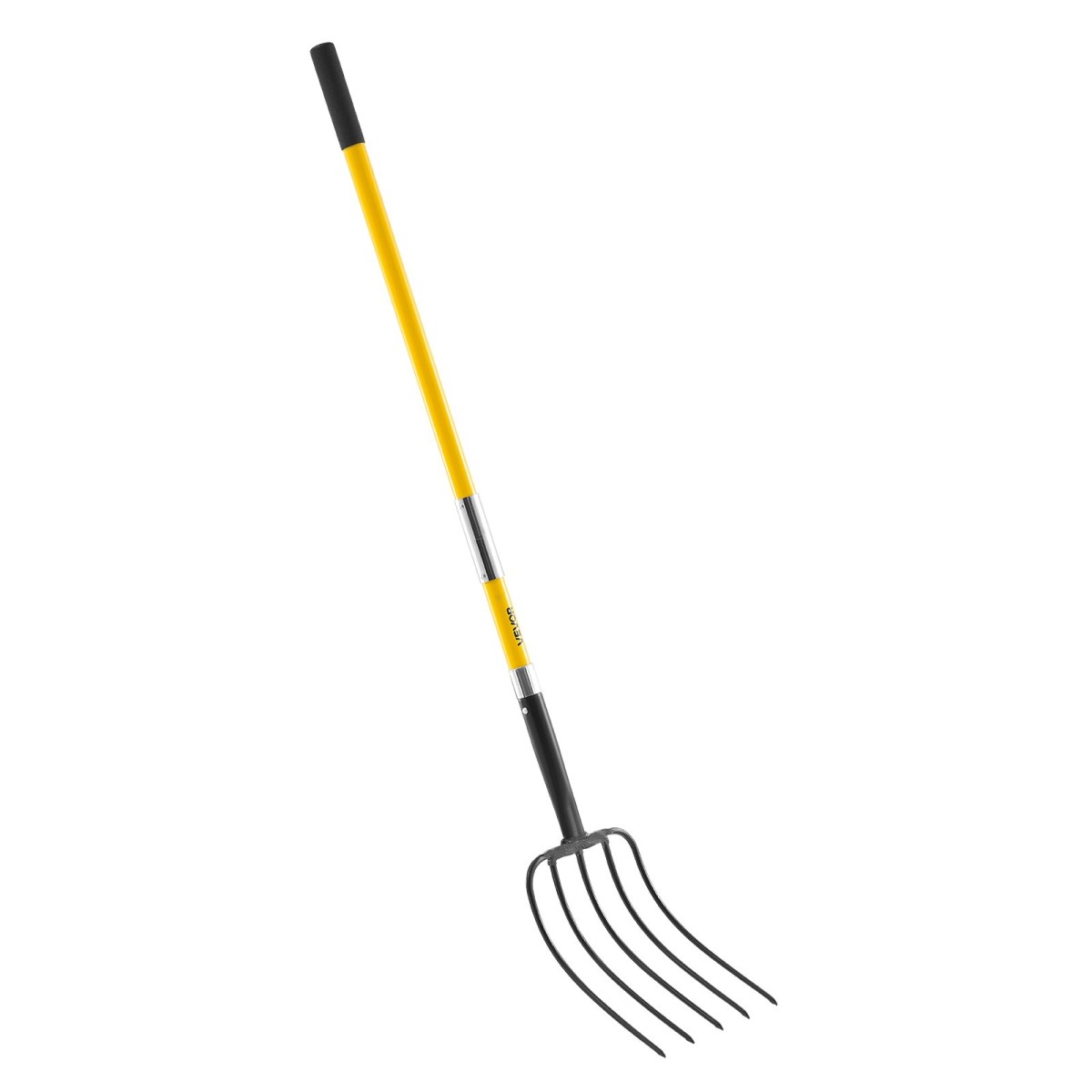 VEVOR Garden Fork, Pitchfork 5-Tine Gardening Pitchfork with Fiberglass Handle, 57 in Heavy Duty Digging Fork with Y Grip, Forged Steel Spading Fork for Hay Potato Composting Aeration Transplanting