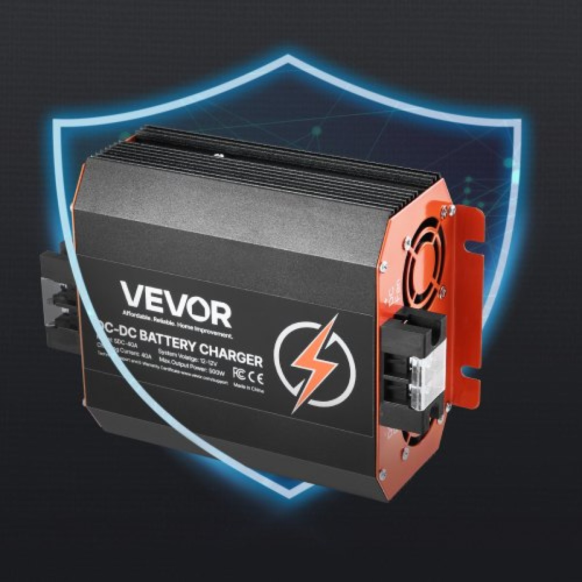 VEVOR 12V 40A DC to DC φορτιστής μπαταριών, 500W, φορτιστής μπαταριών οχήματος για μπαταρίες μολύβδου-οξέος, λιθίου, AGM, GEL και πλημμυρισμένες μπαταρίες, Έξυπνη φόρτιση πολλαπλών σταδίων, για RV, επαγγελματικά οχήματα, σκάφη, σκάφη