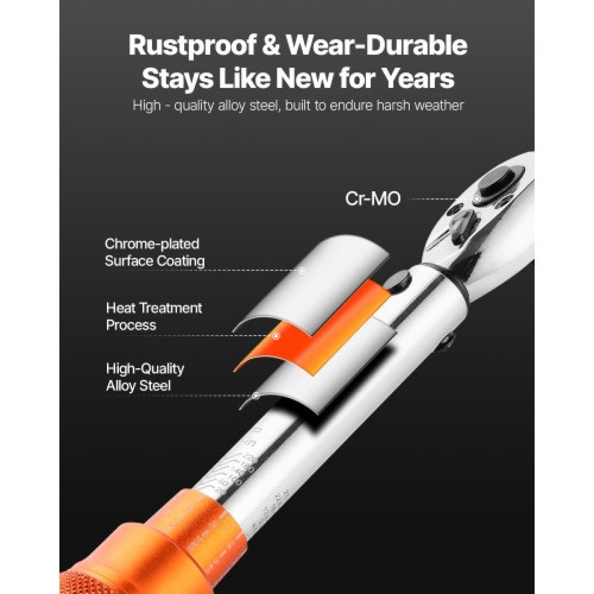 VEVOR Click Torque Wrench Set, 1/4Inch Drive, 20-240 lbf-in / 2,3-27,1 N.m, Dual-direction and Dual Range Scales, 72-Tooth, ±3% High Precision, with Bits, Sockets, Adapters, Extension Bar, Orange
