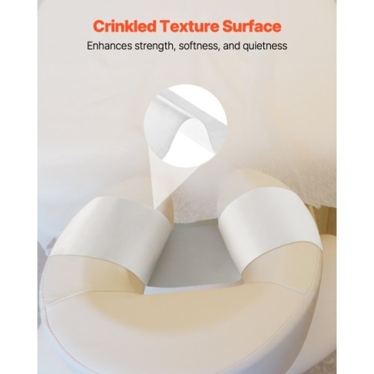 Χαρτί ρολά VEVOR Headrest, 25-Pack 8,5" x 125 ft Χαρτί ιατρικής εξέτασης με επιφάνεια κρεπ, Χαρτί προσκέφαλου μιας χρήσης για προστασία από εμπόδια, Ιδανικό για μασάζ, τραπέζια εξέτασης και χειροπρακτικής, λευκό