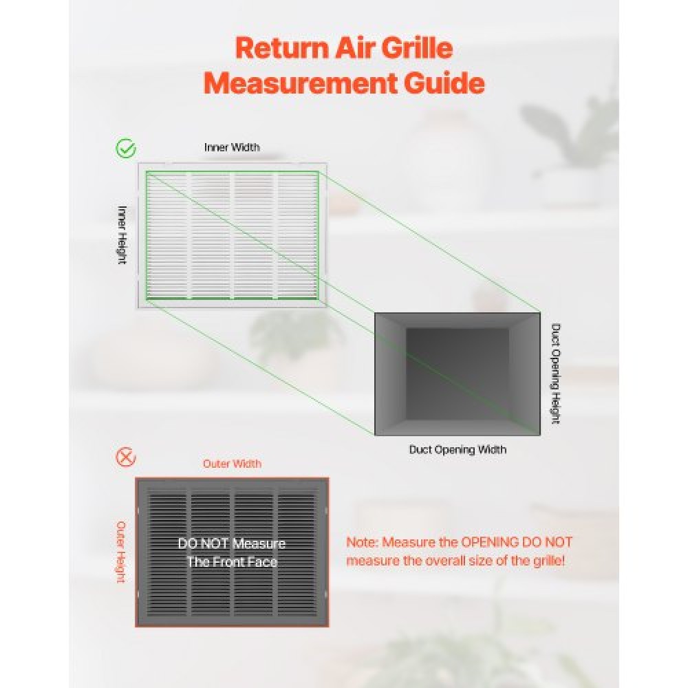 VEVOR Return Air Filter Grille Fits W24 x H18 Inch Duct Opening Air Vent Cover