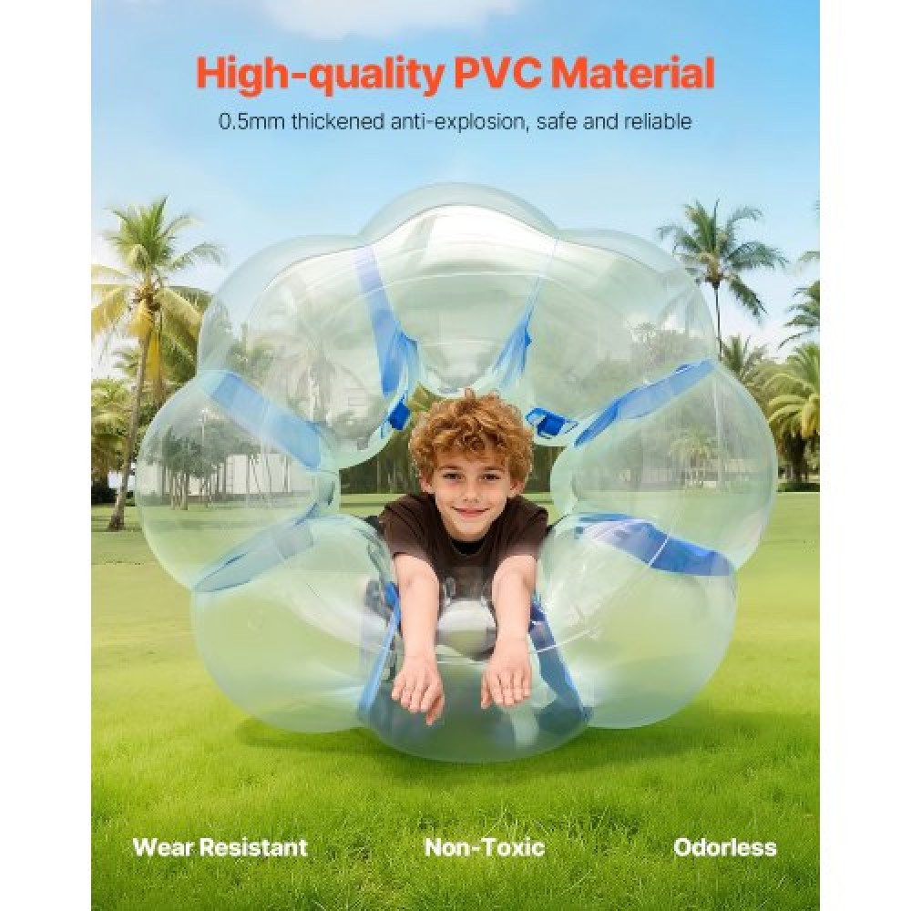 Φουσκωτές μπάλες προφυλακτήρα VEVOR 1-pack, 4FT/1,2M Body Sumo Ball Zorb, ανθεκτικό χοντρό PVC ρόπτρο φούσκας Human Hamster για υπαίθριο αθλητικό ομαδικό παιχνίδι, Bopper Toy για Garden Yard Park, Μπλε ρίγες