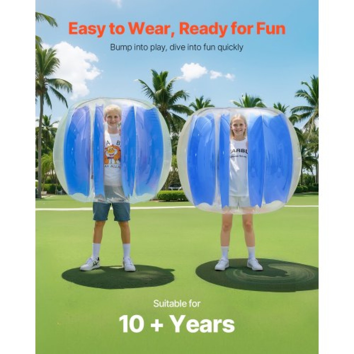 Φουσκωτές μπάλες προφυλακτήρα VEVOR 1-pack, 4FT/1,2M Body Sumo Ball Zorb, ανθεκτικό χοντρό PVC ρόπτρο φούσκας Human Hamster για υπαίθριο αθλητικό ομαδικό παιχνίδι, Bopper Toy για Garden Yard Park, Μπλε ρίγες