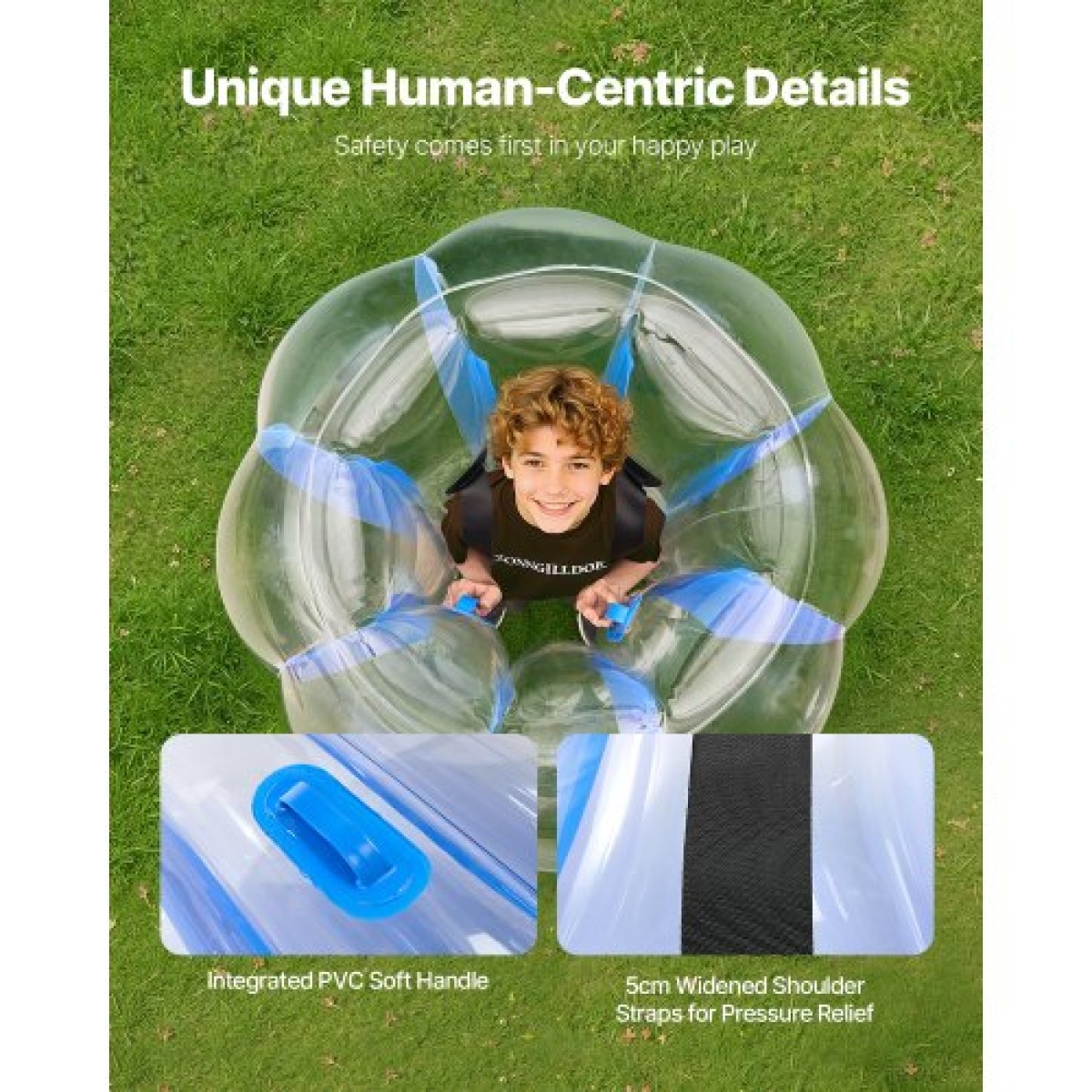 Φουσκωτές μπάλες προφυλακτήρα VEVOR 1-pack, 4FT/1,2M Body Sumo Ball Zorb, ανθεκτικό χοντρό PVC ρόπτρο φούσκας Human Hamster για υπαίθριο αθλητικό ομαδικό παιχνίδι, Bopper Toy για Garden Yard Park, Μπλε ρίγες