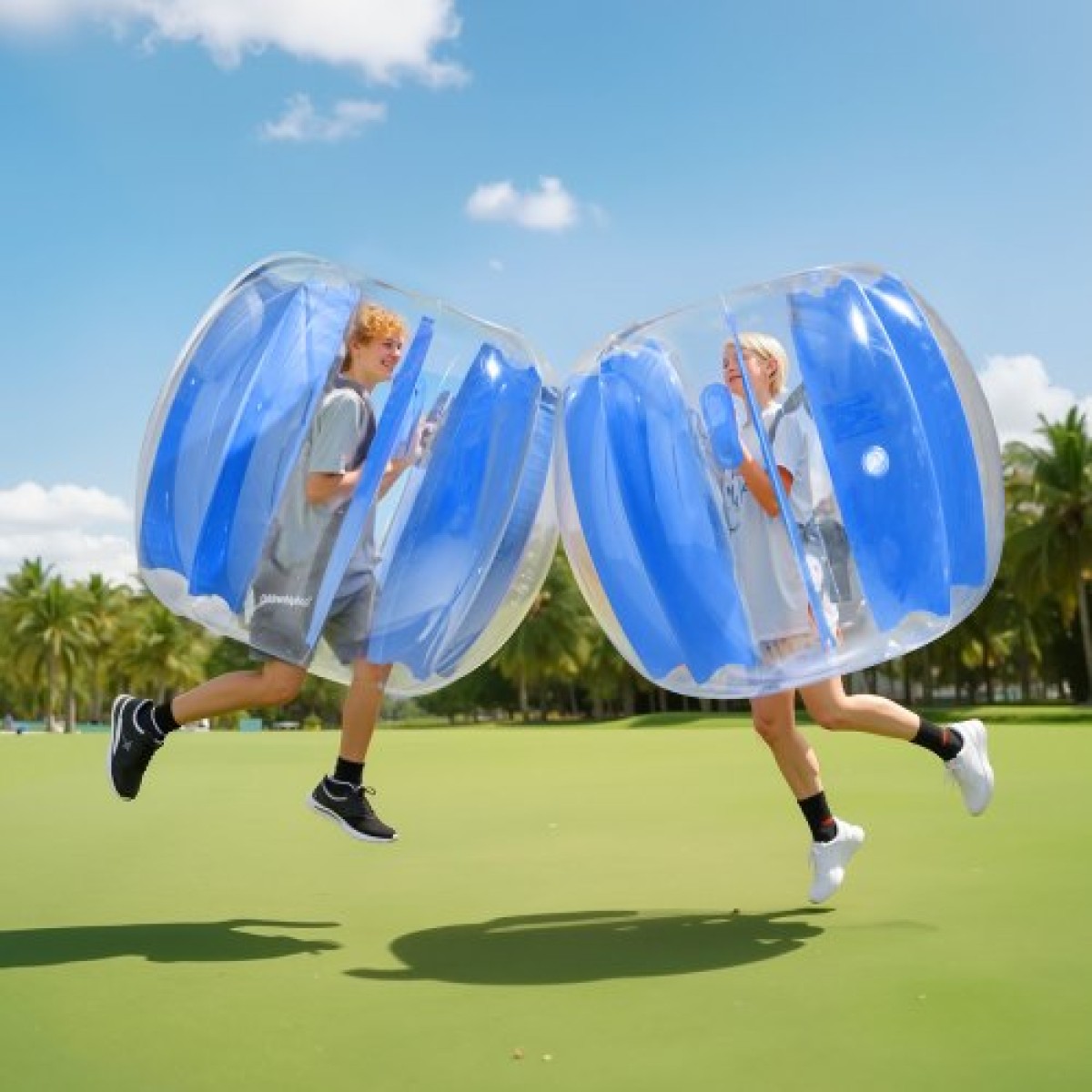 Φουσκωτές μπάλες προφυλακτήρα VEVOR 1-pack, 4FT/1,2M Body Sumo Ball Zorb, ανθεκτικό χοντρό PVC ρόπτρο φούσκας Human Hamster για υπαίθριο αθλητικό ομαδικό παιχνίδι, Bopper Toy για Garden Yard Park, Μπλε ρίγες