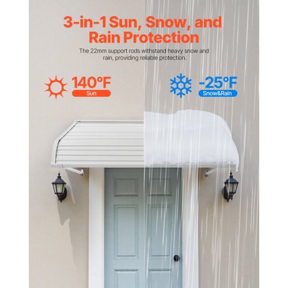 VEVOR Window Awning Door Canopy 48x42 in Aluminum Alloy Front Door Awnings