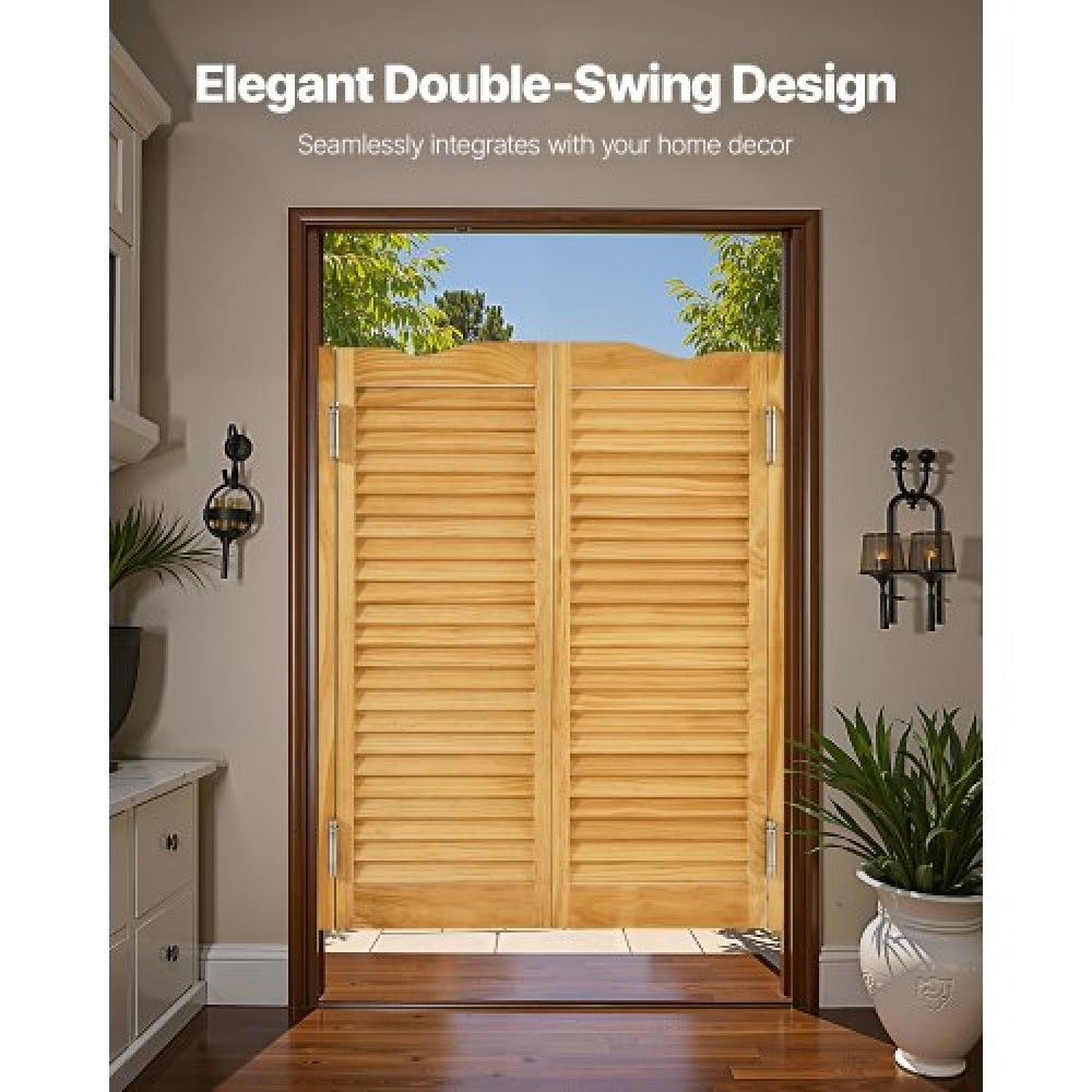VEVOR Swinging Cafe Doors, Τοξωτές Εσωτερικές Πόρτες Saloon 81,3 x 106,7 cm, Διπλής Δράσης Από ξύλο πεύκου, με μεντεσέδες & υλικό, Εύκολη εγκατάσταση, για είσοδο παμπ κουζίνας στο διάδρομο, κούτσουρο χρώμα