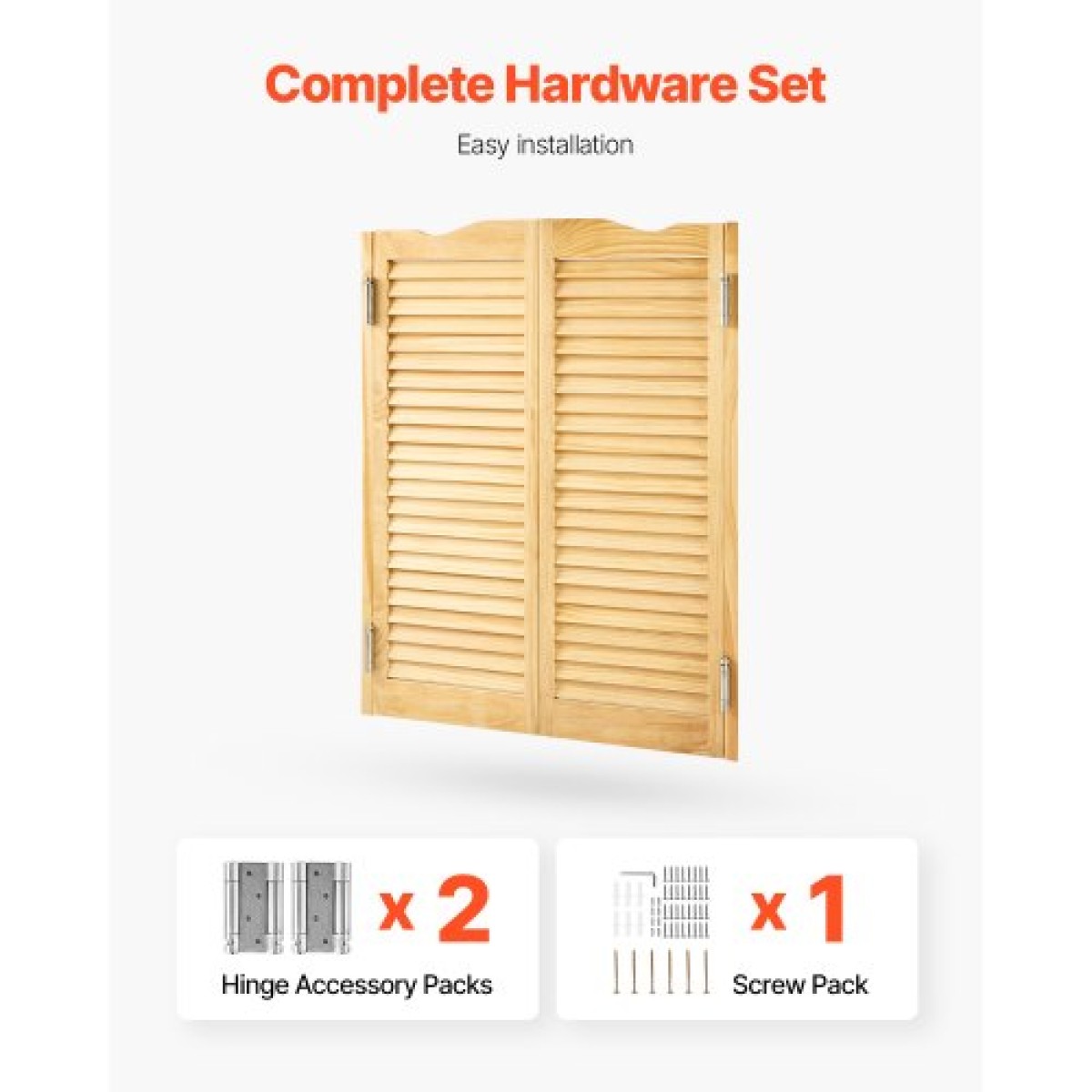 VEVOR Swinging Cafe Doors, Τοξωτές Εσωτερικές Πόρτες Saloon 81,3 x 106,7 cm, Διπλής Δράσης Από ξύλο πεύκου, με μεντεσέδες & υλικό, Εύκολη εγκατάσταση, για είσοδο παμπ κουζίνας στο διάδρομο, κούτσουρο χρώμα