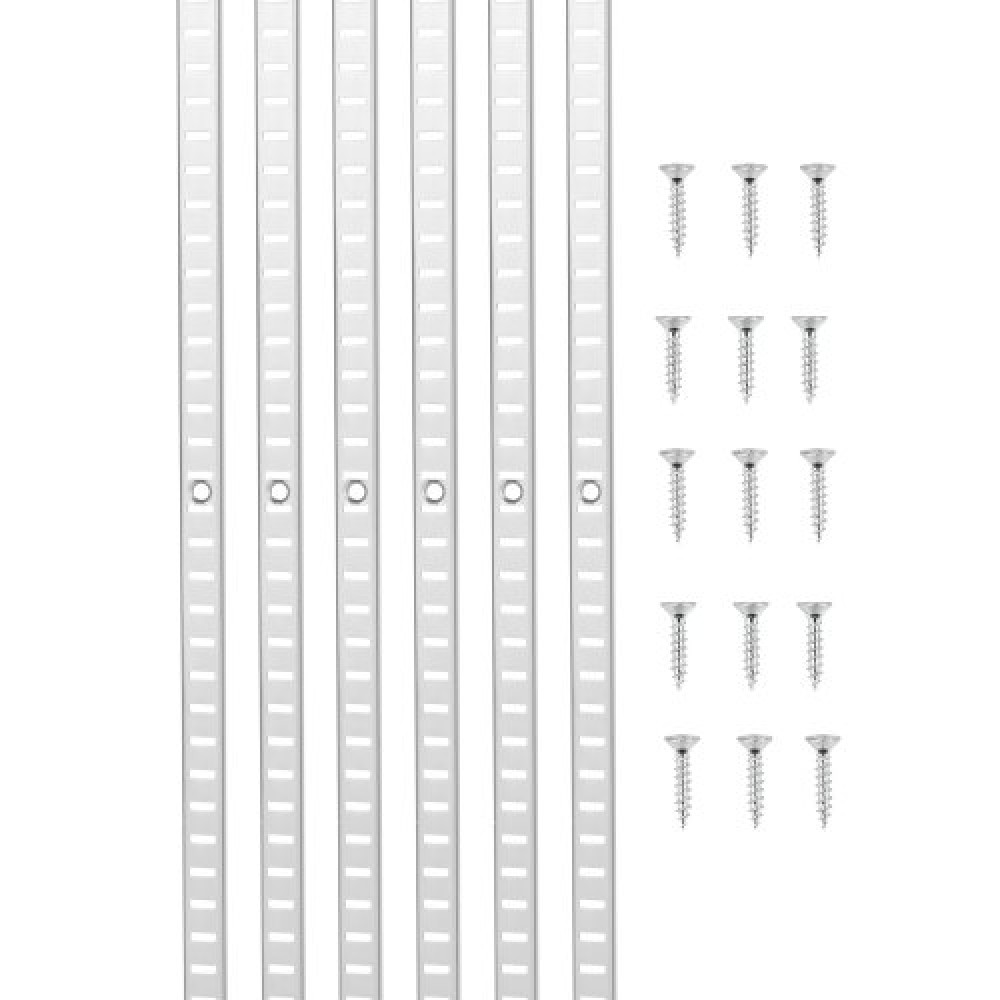 VEVOR Shelf Pilaster, 6 Pack 36,3 ιντσών, Ρυθμιζόμενα στηρίγματα ραφιού Steel Mortise Mount Pilaster Strip Standards with 24 βίδες, Κατάλληλο για Σύστημα ραφιών τοίχου Οργάνωση ντουλαπιών ντουλαπιών