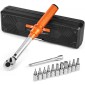 VEVOR Click Torque Wrench Set, 1/4Inch Drive, 20-200lbf-in/2.3-22.6N.m, Dual-direction and Dual Range Scales, 72-Tooth, ±3% High Precision, with Bit Sockets, Extension Bar, for Dicycle Repair, Πορτοκαλί