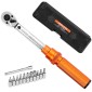 VEVOR Click Torque Wrench Set, 1/4Inch Drive, 20-200lbf-in/2.3-22.6N.m, Dual-direction and Dual Range Scales, 72-Tooth, ±3% High Precision, with Bit Sockets, Extension Bar, for Dicycle Repair, Πορτοκαλί