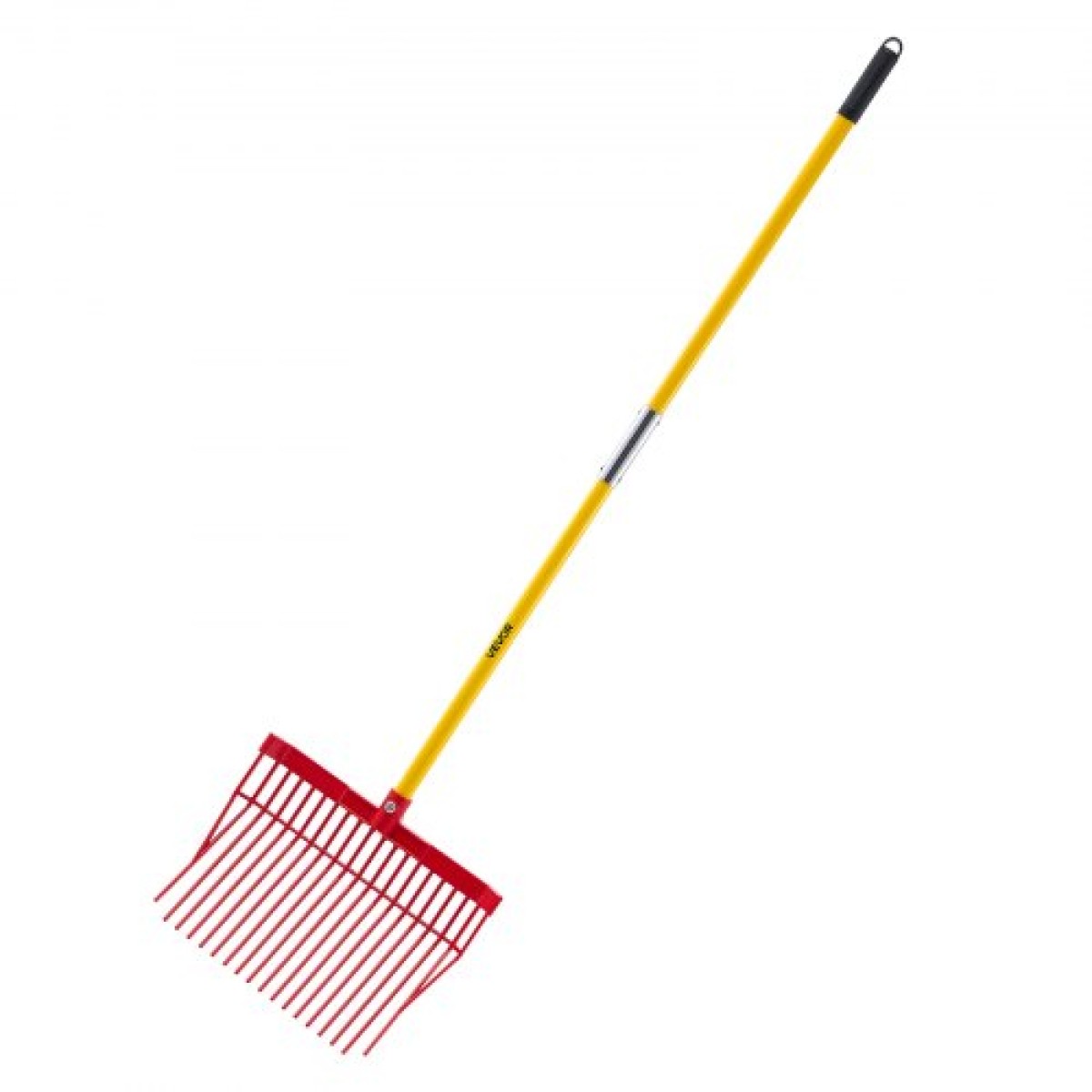 VEVOR Manure Fork, 18 Angled Tines, Horse Lore Rake with long Fiberglass Handle, 61 in Durable Plastic Pitchfork Muck Rake Tool for Gardening Horse Stall Stable Grass Hay Cleaning Farm Work