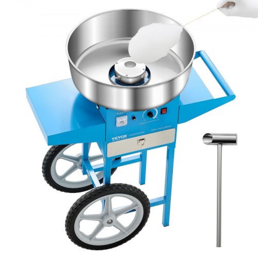 VEVOR Commercial Cotton Candy Machine with Cart Sugar Floss Maker 1000W Blue