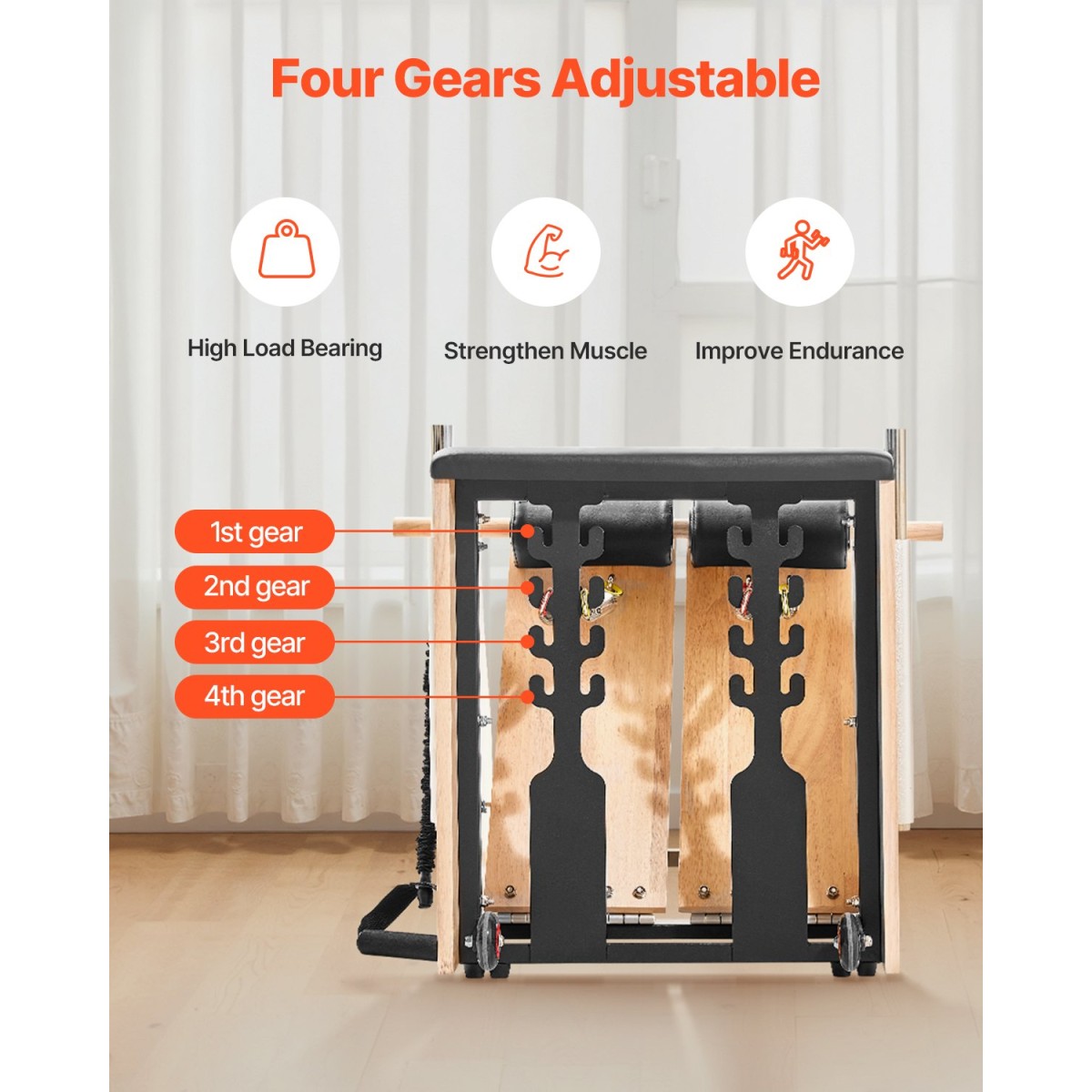 Καρέκλα VEVOR Pilates, Συνδυασμένες καρέκλες σταθερότητας με χωριστό πεντάλ με λαβές, γυμναστής γυμναστικής Yoga με πλαίσιο από καουτσούκ, αναμορφωτής άσκησης, εξοπλισμός αντίστασης-προπόνησης Pilates, για γυμναστική στο σπίτι στο σπίτι