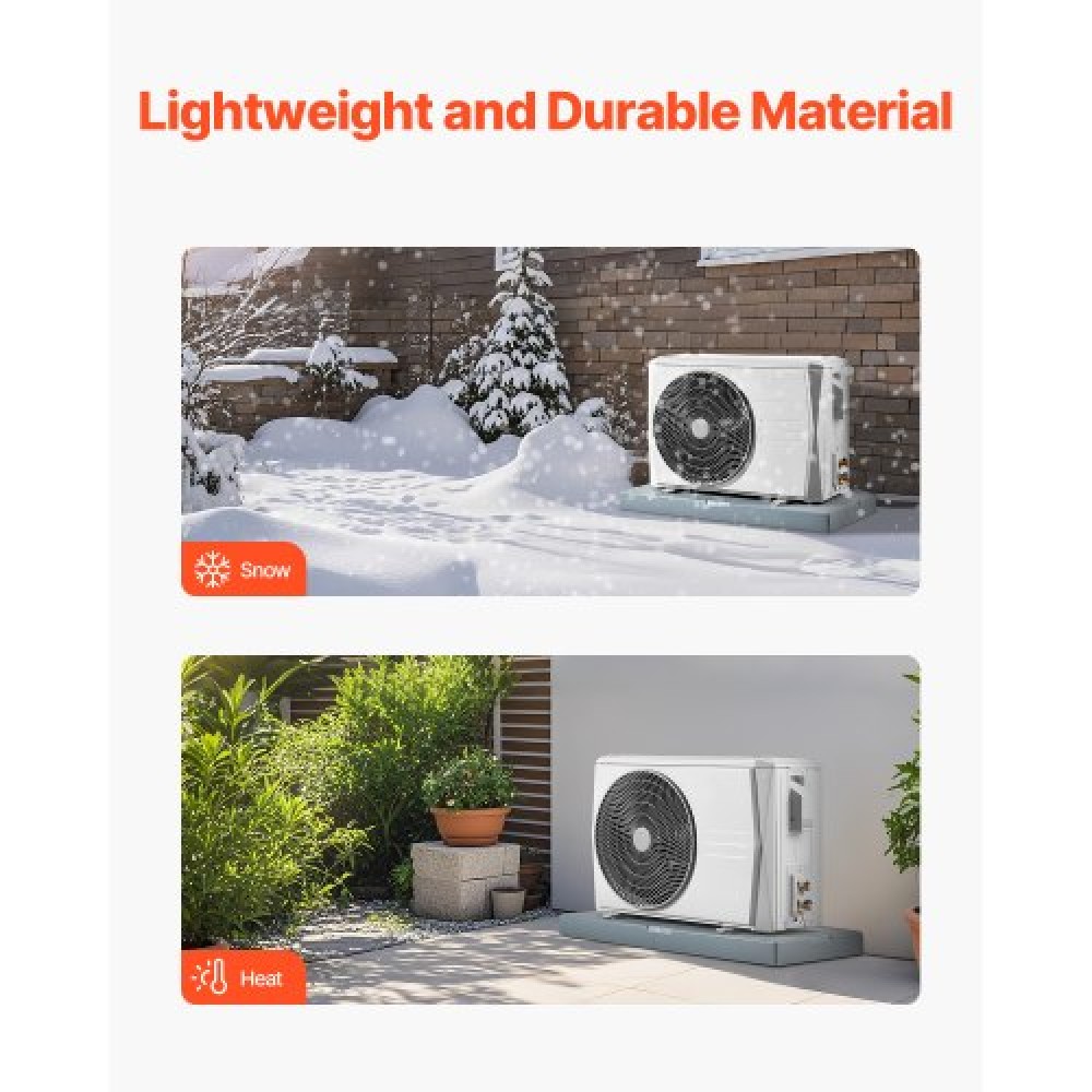 VEVOR Mini Split Pad, for 9000-36000BTU Ductless Air Conditioner Heat Pump Systems, 960x460x74 mm Πλαστικά Αντικραδασμικά Επιθέματα Εξοπλισμού Συμπυκνωτή εξωτερικού χώρου για Σύστημα Αντλίας Θερμότητας, Μέγιστο Φορτίο 181kg