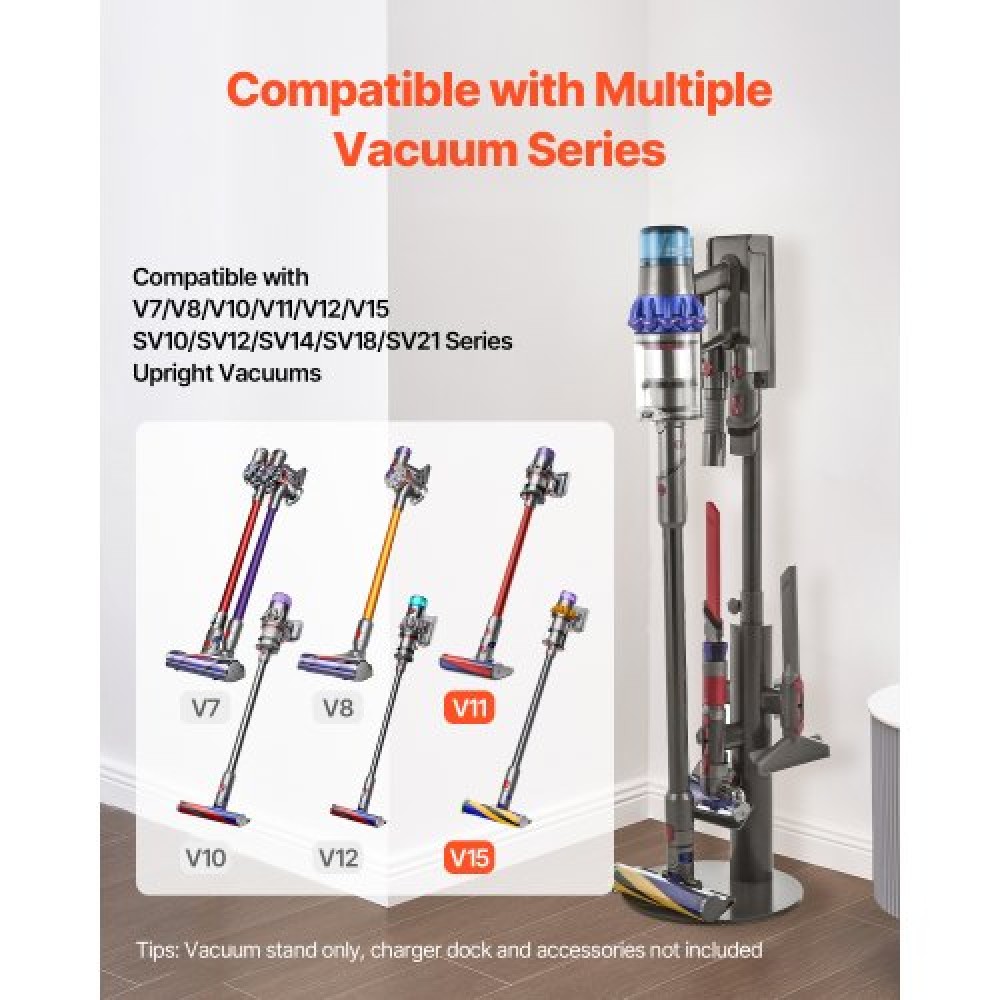 Βάση ηλεκτρικής σκούπας VEVOR, συμβατή με Dyson V7 V8 V10 V11 V12 V15 SV10 SV12 SV14 SV18 SV21 Όρθια ηλεκτρική σκούπα & αξεσουάρ, σταθερή βάση στήριξης ηλεκτρικής σκούπας με 3 κλιπ και ρυθμιζόμενο ύψος