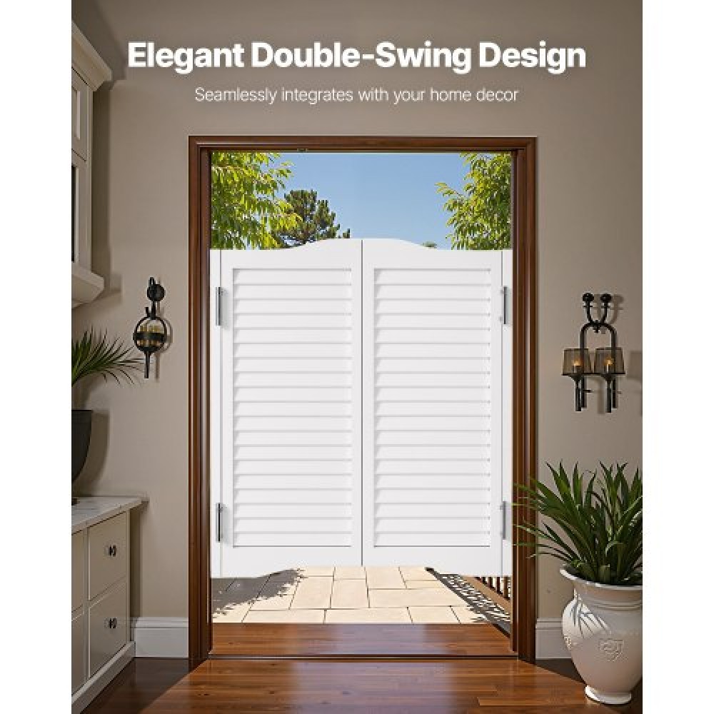 VEVOR Swinging Cafe Doors, Τοξωτές Εσωτερικές Πόρτες Saloon 91,4 x 91,4 cm, Διπλής Δράσης από ξύλο πεύκου, με μεντεσέδες & υλικό, εύκολο στην τοποθέτηση, για είσοδο στο Hallway Kitchen Bar Pub, Λευκό