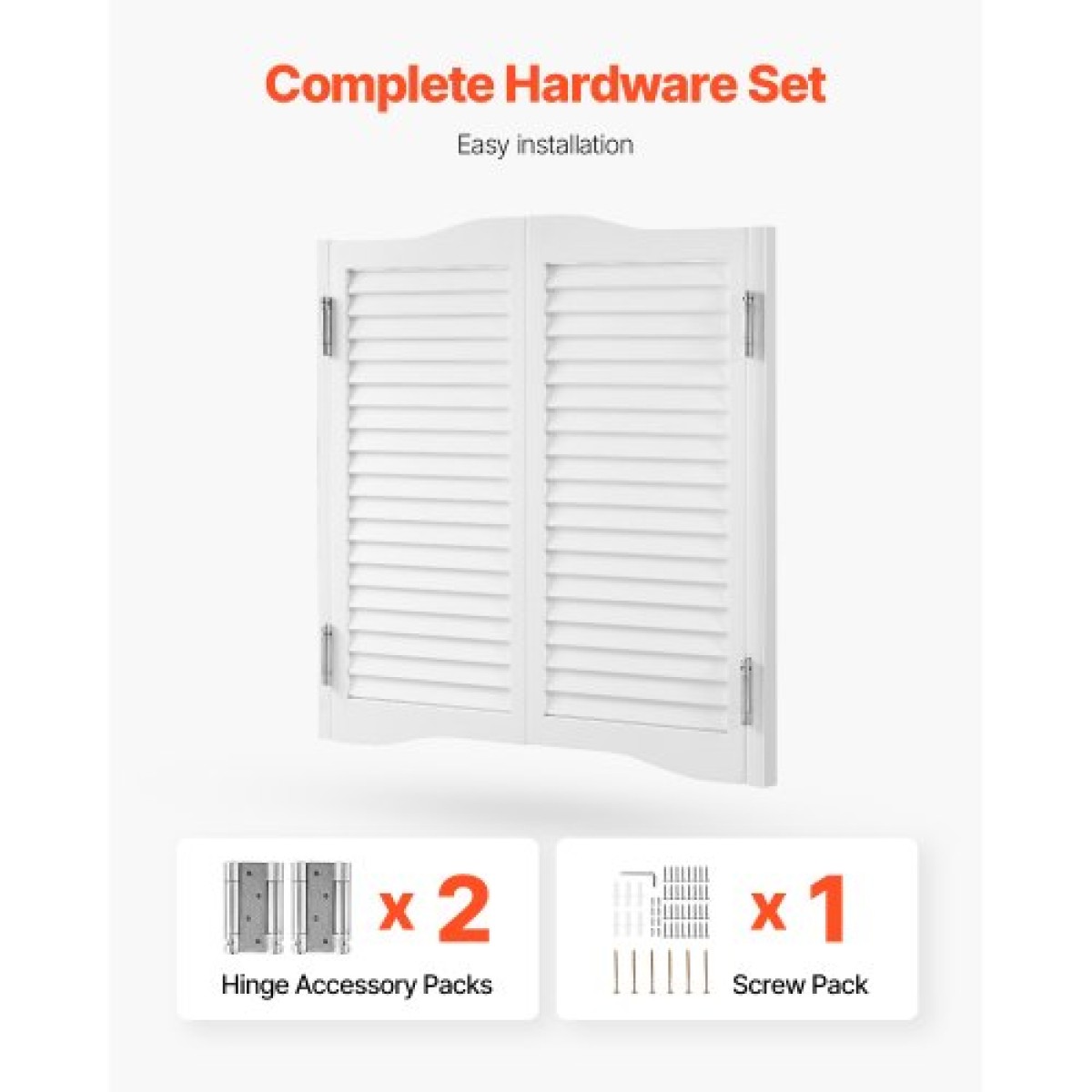 VEVOR Swinging Cafe Doors, Τοξωτές Εσωτερικές Πόρτες Saloon 91,4 x 91,4 cm, Διπλής Δράσης από ξύλο πεύκου, με μεντεσέδες & υλικό, εύκολο στην τοποθέτηση, για είσοδο στο Hallway Kitchen Bar Pub, Λευκό