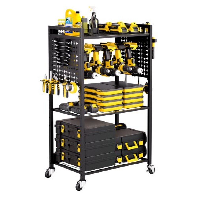 VEVOR 4-tier Tool Organizer Cart on Wheels 150 lbs Garage Cart for Workshop