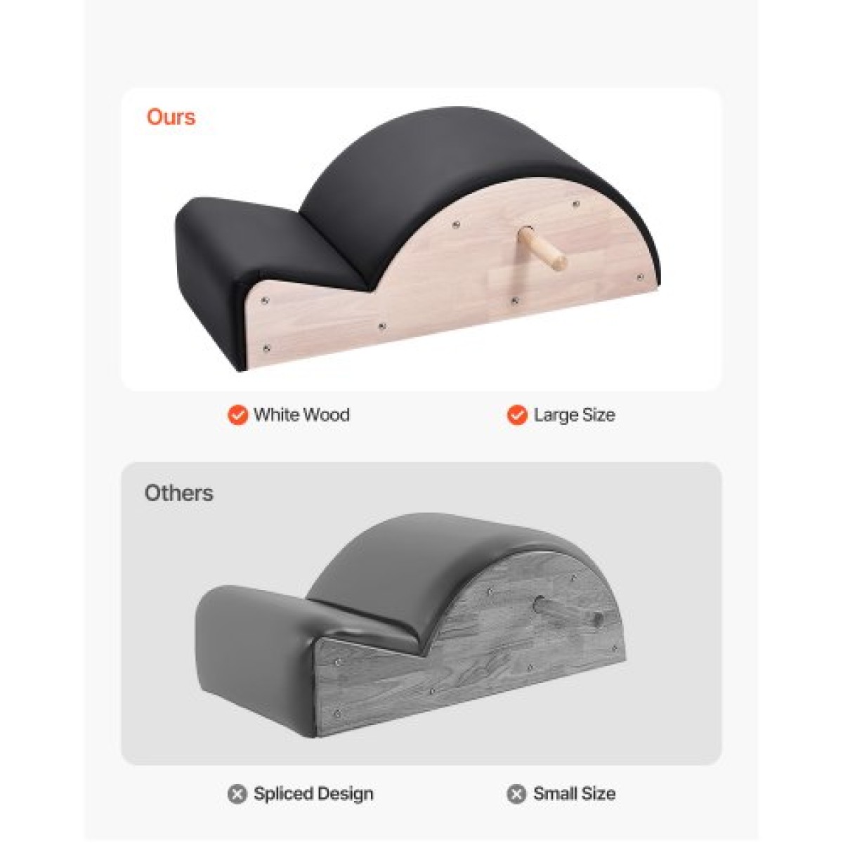 VEVOR Pilates Spine Corrector, Αξεσουάρ Home Gym Yoga Pilates, Rubber Wood Fitness Training tool, Arc Fitness Body Workout Equipment, για ασκήσεις σπονδυλικής στήλης, ισορροπία, ενδυνάμωση κορμού και τέντωμα