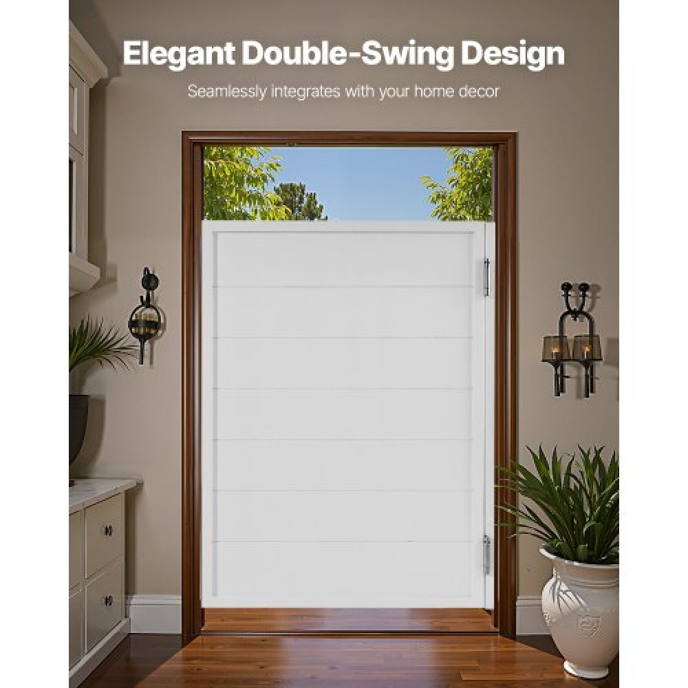 VEVOR Swinging Cafe Doors, Single Indoor Saloon Doors 81,3 x 106,7 cm, τετράγωνο σχέδιο από ξύλο πεύκου, με μεντεσέδες & κιτ υλικού, εύκολο στην εγκατάσταση, για είσοδο παμπ Κουζίνας στο Hallway, Λευκό