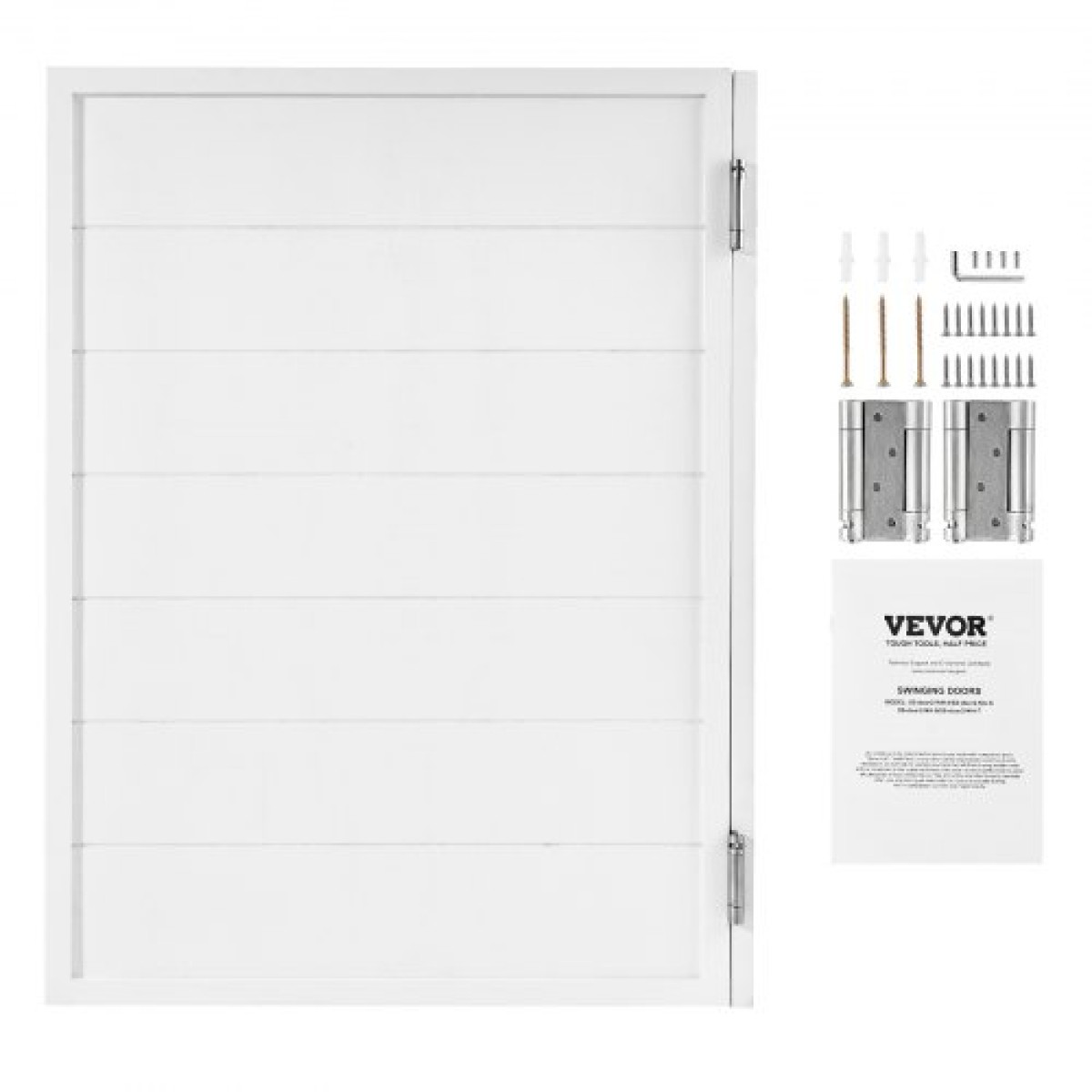 VEVOR Swinging Cafe Doors, Single Indoor Saloon Doors 81,3 x 106,7 cm, τετράγωνο σχέδιο από ξύλο πεύκου, με μεντεσέδες & κιτ υλικού, εύκολο στην εγκατάσταση, για είσοδο παμπ Κουζίνας στο Hallway, Λευκό