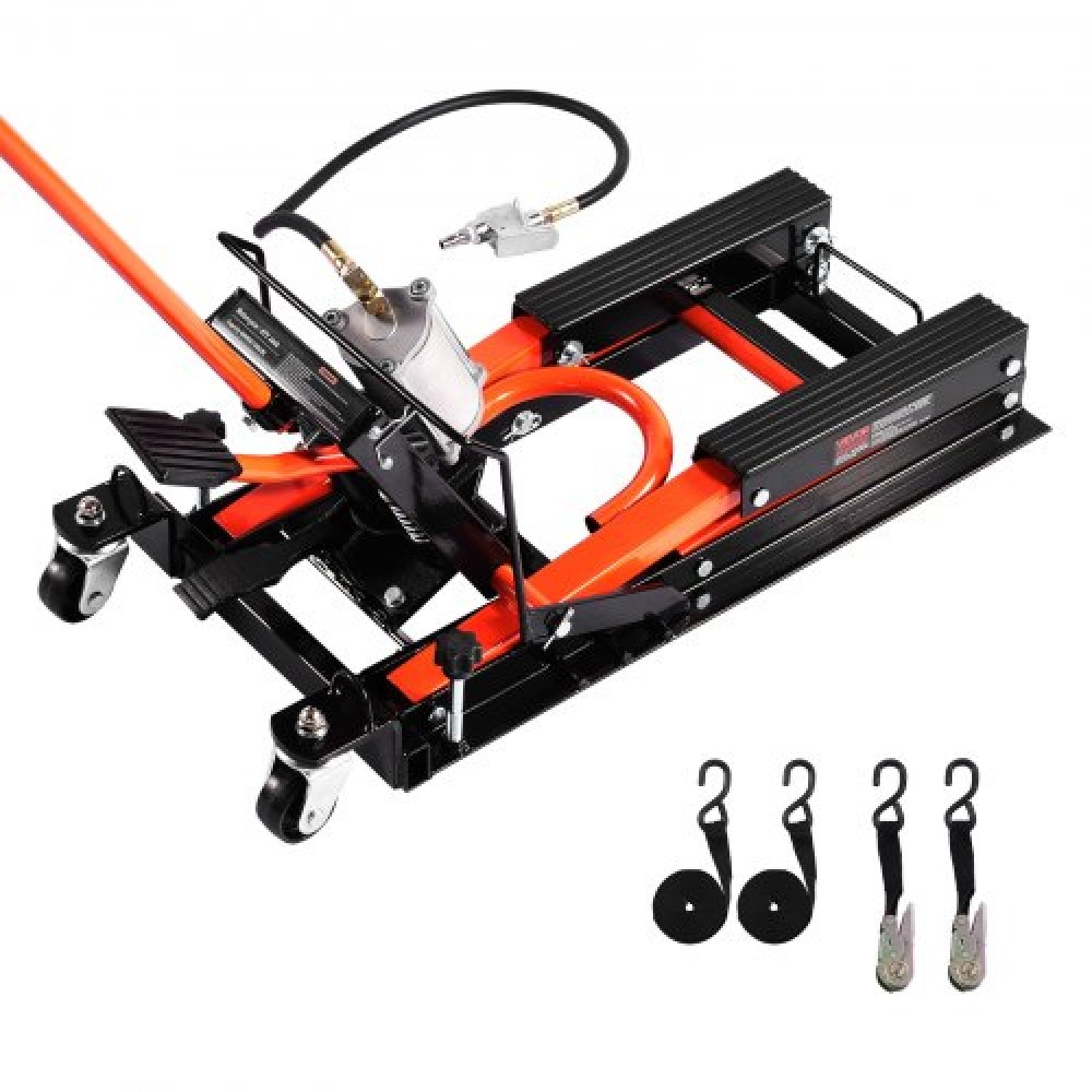 VEVOR 1500lbs Hydraulic & Pneumatic Motorcycle Jack Lift Hoist Stand 2 Casters