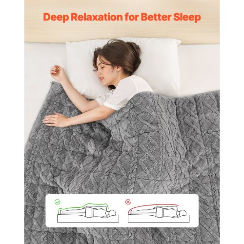 Κουβέρτα VEVOR Weighted, 20 lbs, 60 x 80 σε Queen Size, Sherpa Fleece Heavy κουβέρτα με γυάλινες χάντρες, Soft Warm Cozy Fluffy touch, για ενήλικες 200-250 lbs, ανακούφιση από άγχος, βελτίωση του ύπνου,