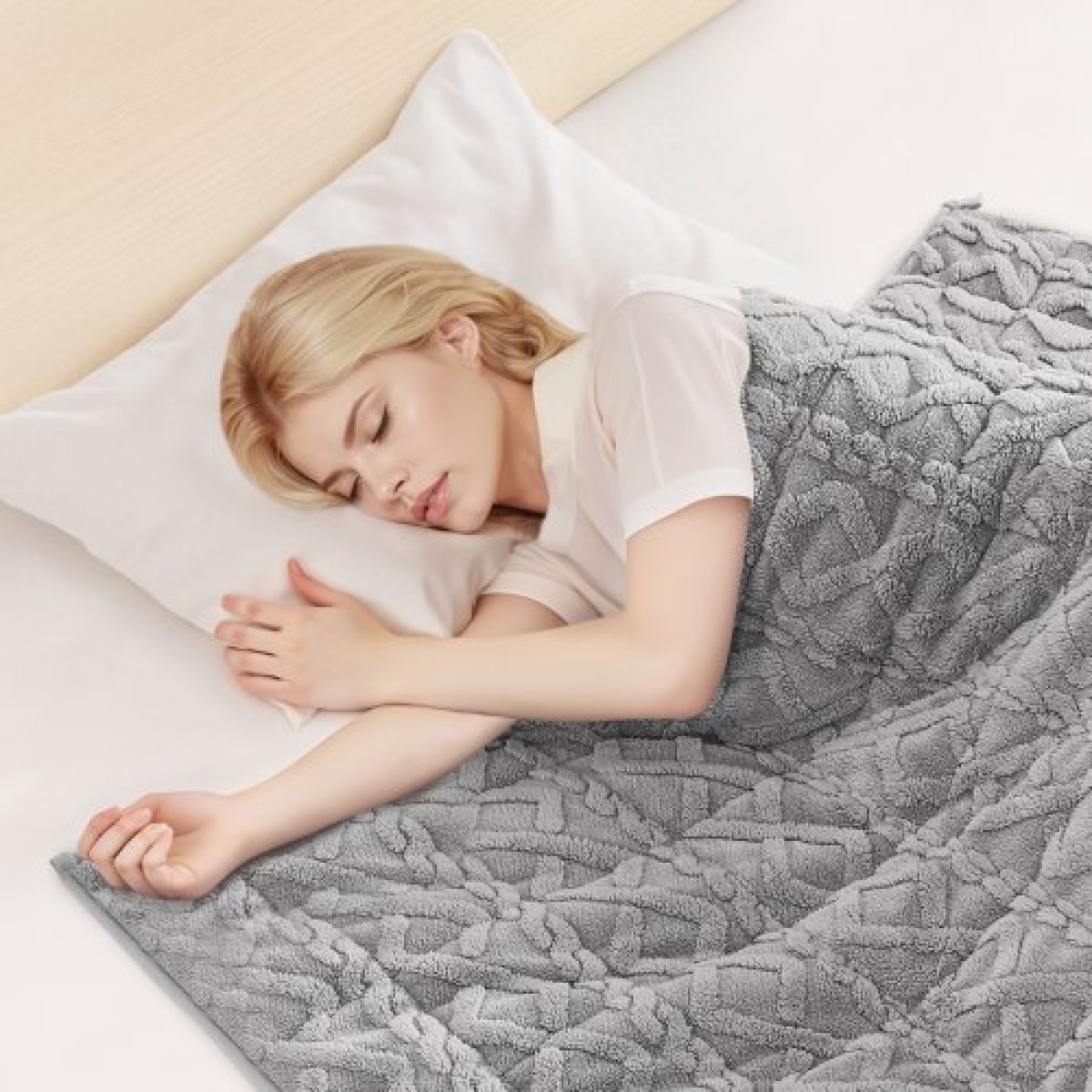 Κουβέρτα VEVOR Weighted, 20 lbs, 60 x 80 σε Queen Size, Sherpa Fleece Heavy κουβέρτα με γυάλινες χάντρες, Soft Warm Cozy Fluffy touch, για ενήλικες 200-250 lbs, ανακούφιση από άγχος, βελτίωση του ύπνου,