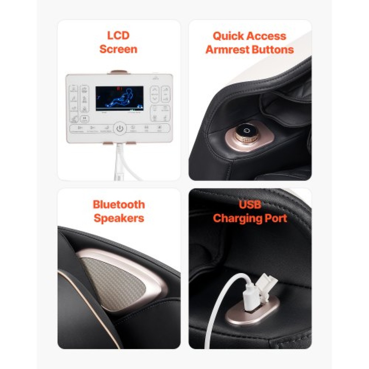 Καρέκλα μασάζ πλήρους σώματος VEVOR, 3D Zero Gravity Recliner με SL Track, 18 Auto Modes, Heat, Foot Rollers, Armrest Control, LCD Display, 36 Airbags, Retractable footrest