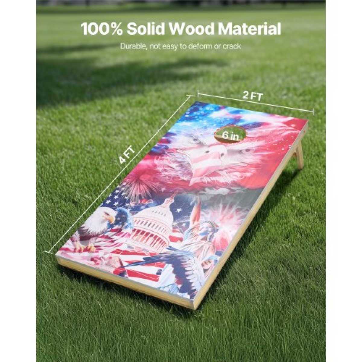 VEVOR Cornhole Set, 4x2 ft Corn Hole Game Boards, Solid Wood Portable Toss Board, Indoor and Outdoe Cornhole Play για ενήλικες, περιλαμβάνει 8 τσάντες φασολιών και θήκη μεταφοράς, για αυλή, πίσω αυλή, παραλία, κάμπινγκ