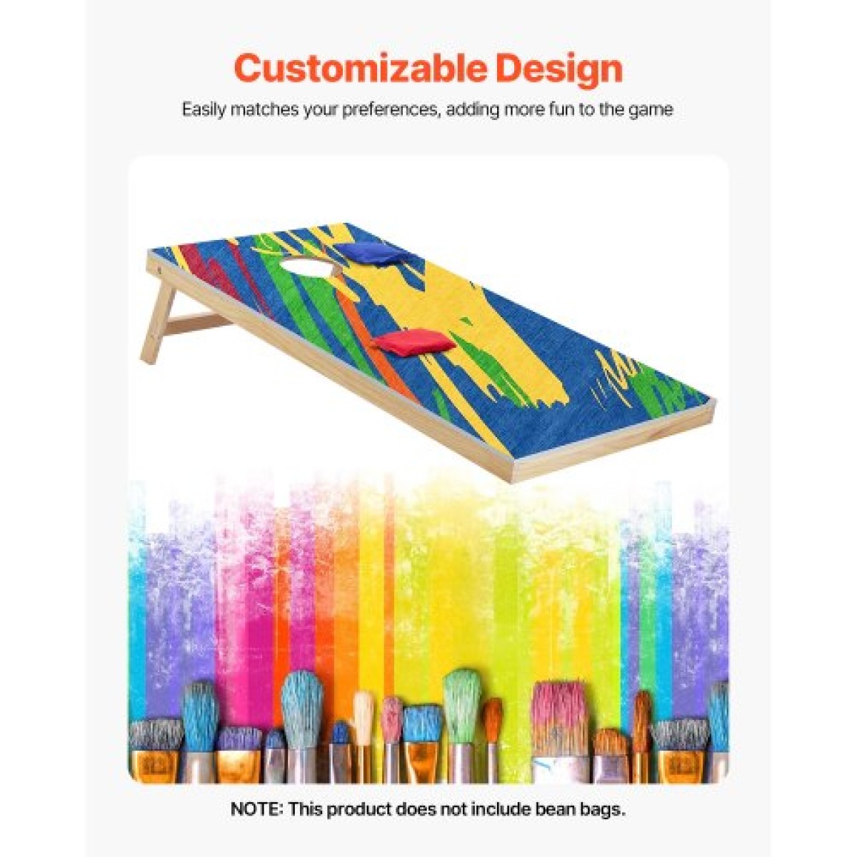 VEVOR Cornhole Set, 4x2 ft Corn Hole σανίδες παιχνιδιών, Μασίφ ξύλο φορητό Toss Board, Εσωτερικό και εξωτερικό παιχνίδι Cornhole για ενήλικες, Toss Game περιλαμβάνει θήκη μεταφοράς, για αυλή, πίσω αυλή, παραλία, κάμπινγκ