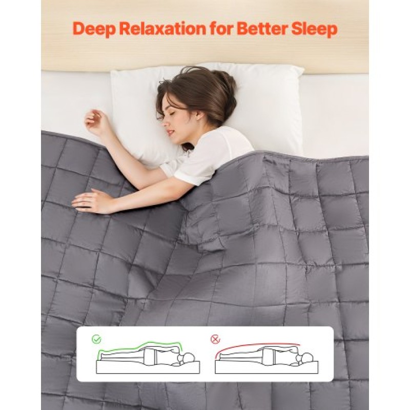 Κουβέρτα VEVOR Weighted, 25 lbs, 80 x 87 in King Size, Μαλακή 100% βαμβακερή βαριά κουβέρτα με γυάλινες χάντρες, αναπνεύσιμο υλικό, κατάλληλη για ενήλικες 250-310 lbs lbs, ανακούφιση από άγχος, βελτίωση του ύπνου,