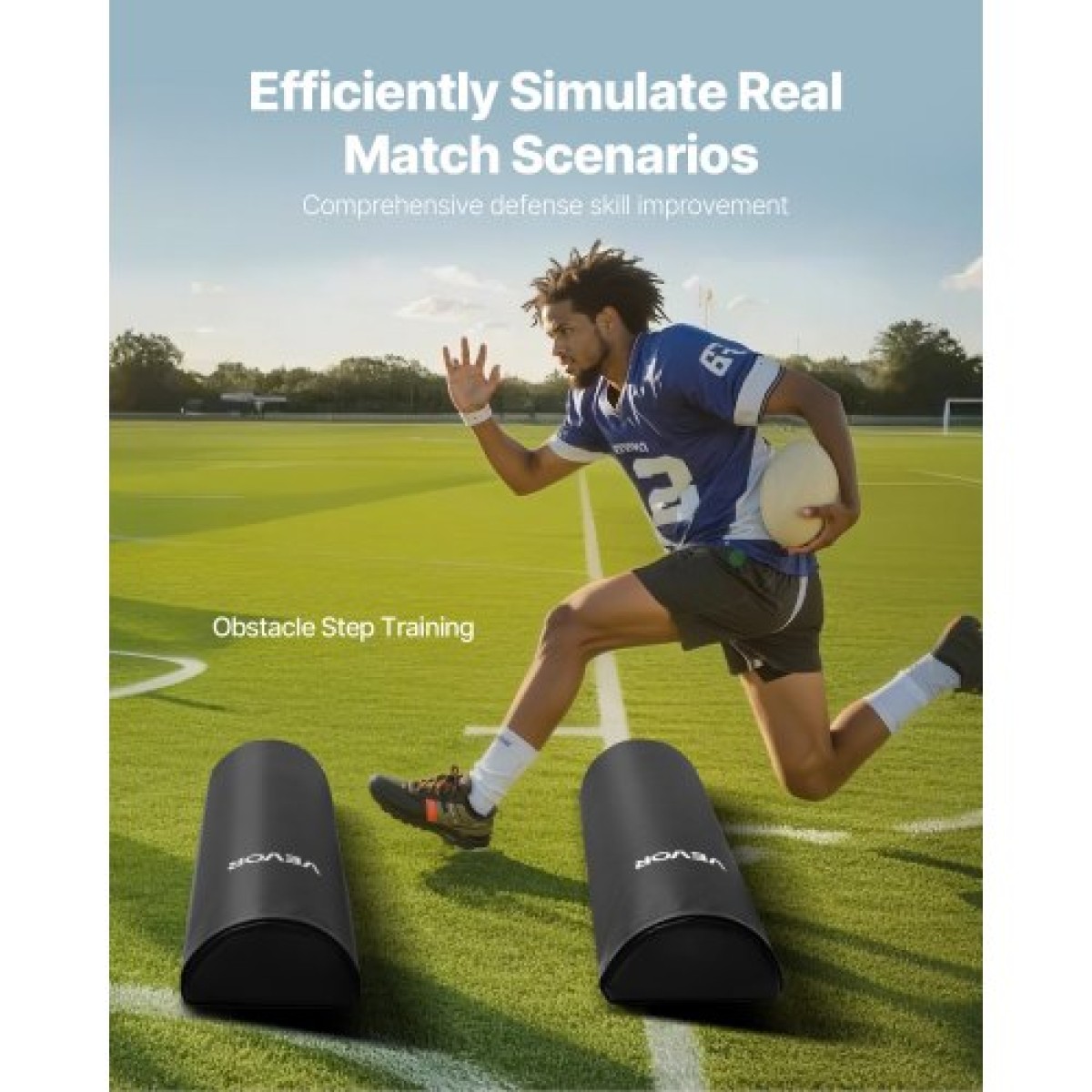 VEVOR Football Tackling Dummy, 42,5 σε PVC Step Over Dummy, Εξοπλισμός με σφουγγάρι μπλοκαρίσματος υψηλής πυκνότητας, ανδρείκελα βαρέως τύπου με λαβές, ιδανικά για ασκήσεις ποδοσφαίρου, 2 ΤΕΜ.