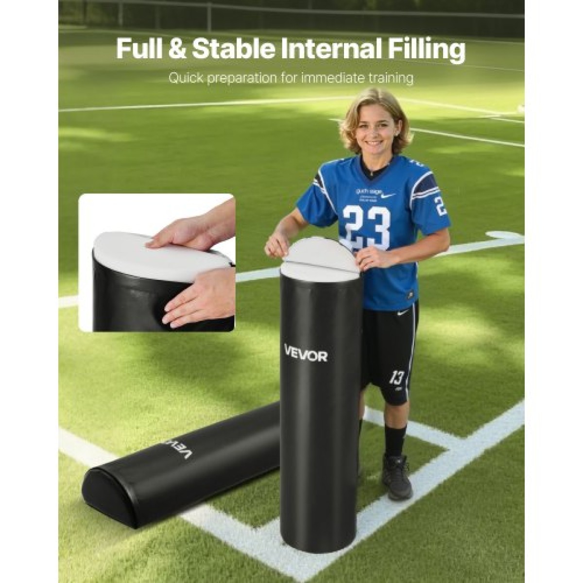 VEVOR Football Tackling Dummy, 42,5 σε PVC Step Over Dummy, Εξοπλισμός με σφουγγάρι μπλοκαρίσματος υψηλής πυκνότητας, ανδρείκελα βαρέως τύπου με λαβές, ιδανικά για ασκήσεις ποδοσφαίρου, 2 ΤΕΜ.