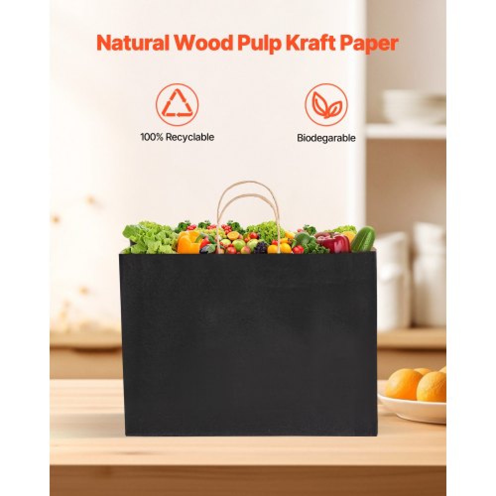 Χάρτινες τσάντες VEVOR Kraft με χερούλια, 50 τμχ 16 x 6 x 12 ίντσες, Μεγάλες χάρτινες τσάντες παντοπωλείου, επαναχρησιμοποιήσιμες & ανακυκλωμένες τσάντες για πάρτι, Απλή τσάντα για πάρτι μαζικά για γενέθλια, γάμους, επαγγελματικούς λόγους, καλούδια, μ