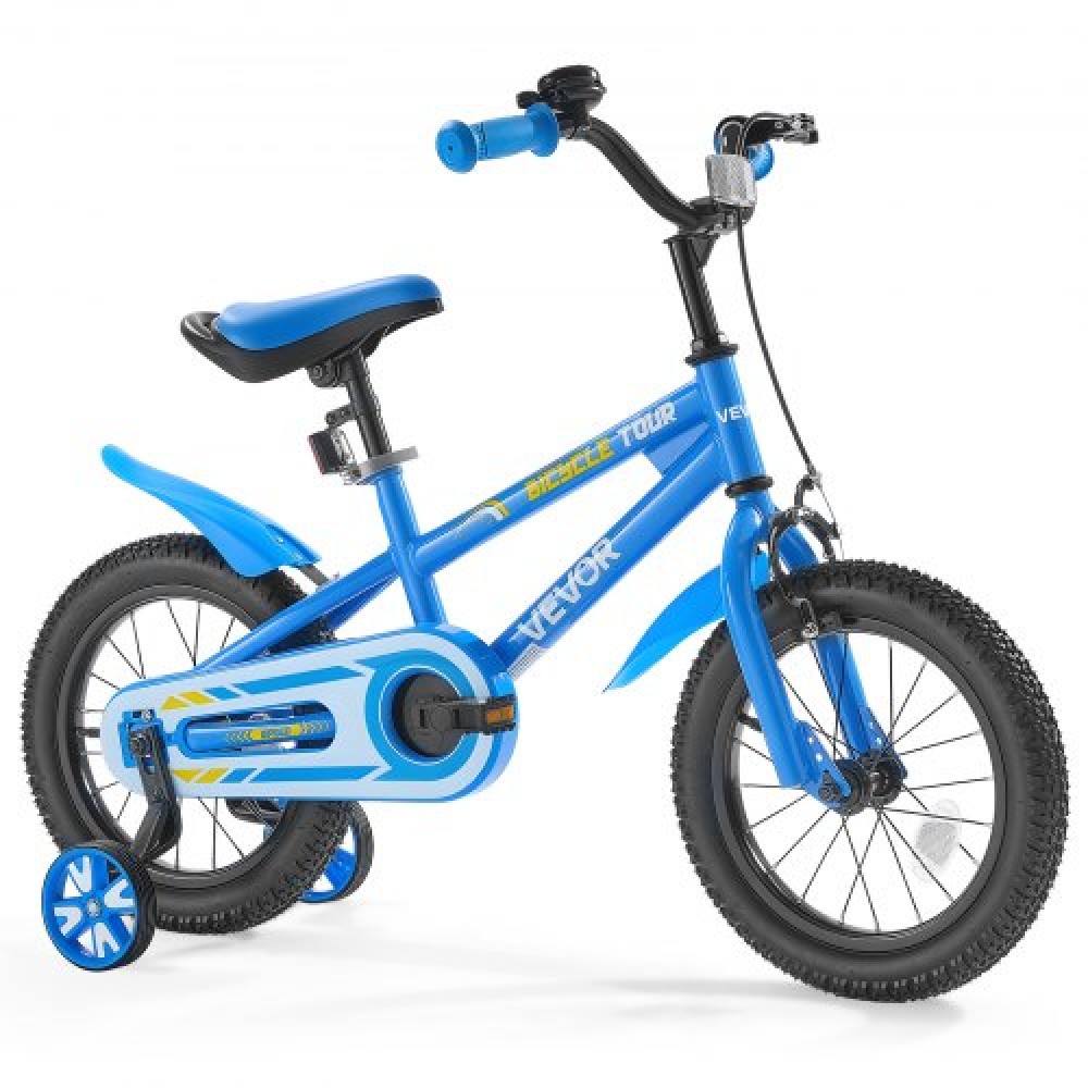 Παιδικό ποδήλατο VEVOR, 35,56 cm BMX Style Παιδικό ποδήλατο, Ύψος αναβάτη 90 cm - 115 cm, Περιλαμβάνονται τροχοί προπόνησης, Στιβαρό και εύκολο στη συναρμολόγηση, Ποδήλατο για αγόρια και κορίτσια που μαθαίνουν να οδηγούν, Μπλε