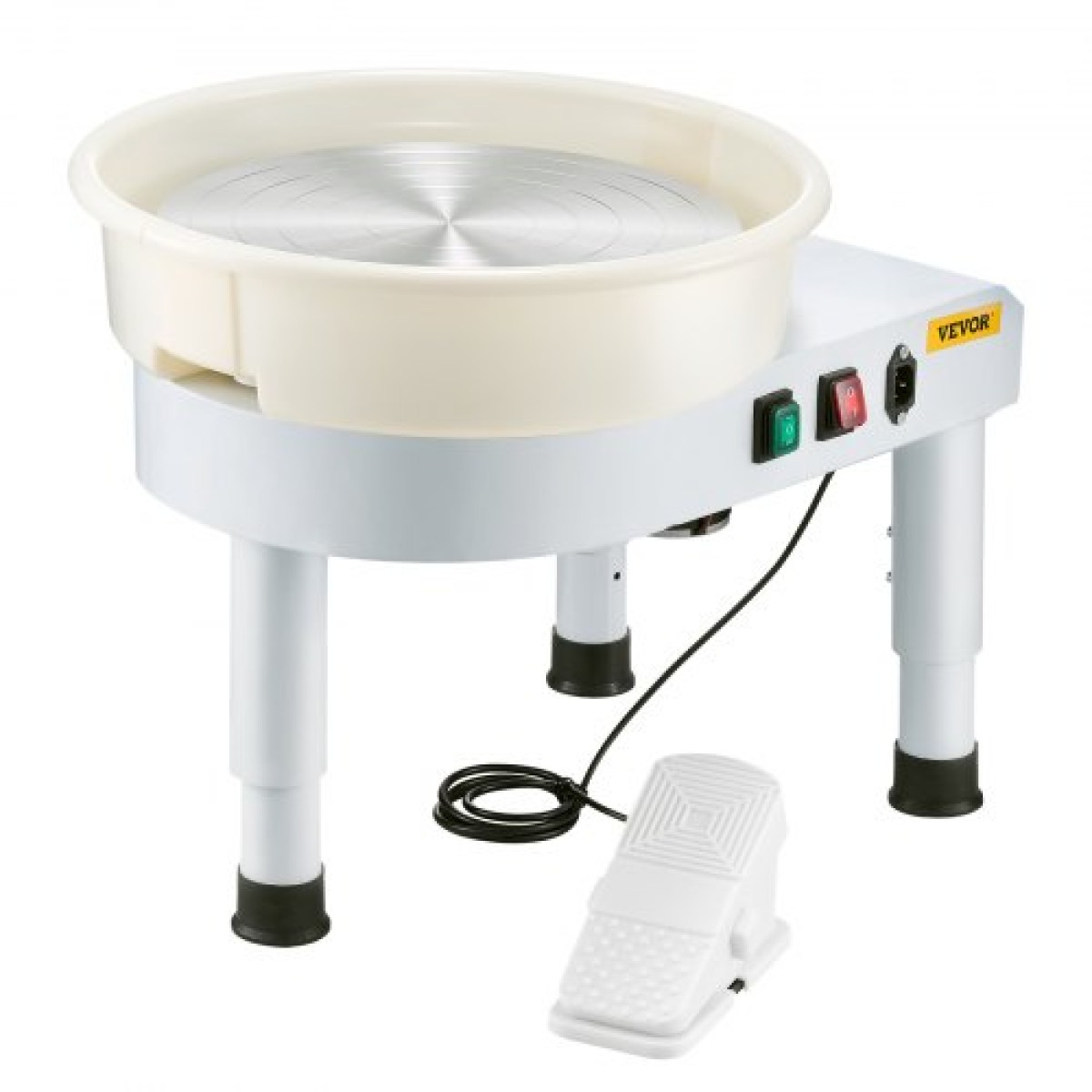 VEVOR Pottery Wheel, 14 in Ceramic Wheel Forming Machine, 60-300 RPM Ρυθμιζόμενη ταχύτητα με έλεγχο πεντάλ ποδιού, αποσπώμενη λεκάνη, ρυθμιζόμενο πόδι ανύψωσης, πλήρη αξεσουάρ για οικιακή κεραμική, DIY, Λευκό