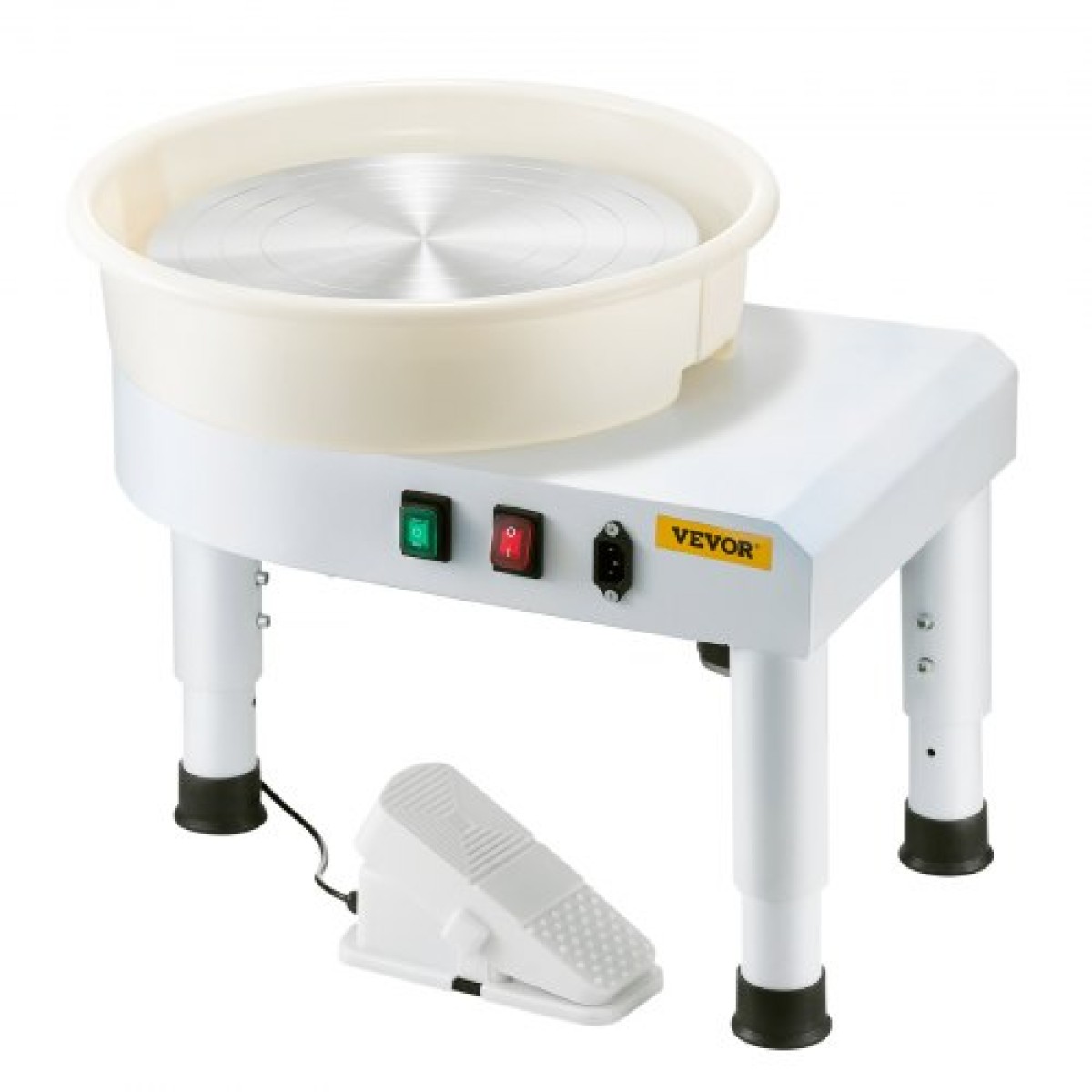 VEVOR Pottery Wheel, 14 in Ceramic Wheel Forming Machine, 60-300 RPM Ρυθμιζόμενη ταχύτητα με έλεγχο πεντάλ ποδιού, αποσπώμενη λεκάνη, ρυθμιζόμενο πόδι ανύψωσης, πλήρη αξεσουάρ για οικιακή κεραμική, DIY, Λευκό