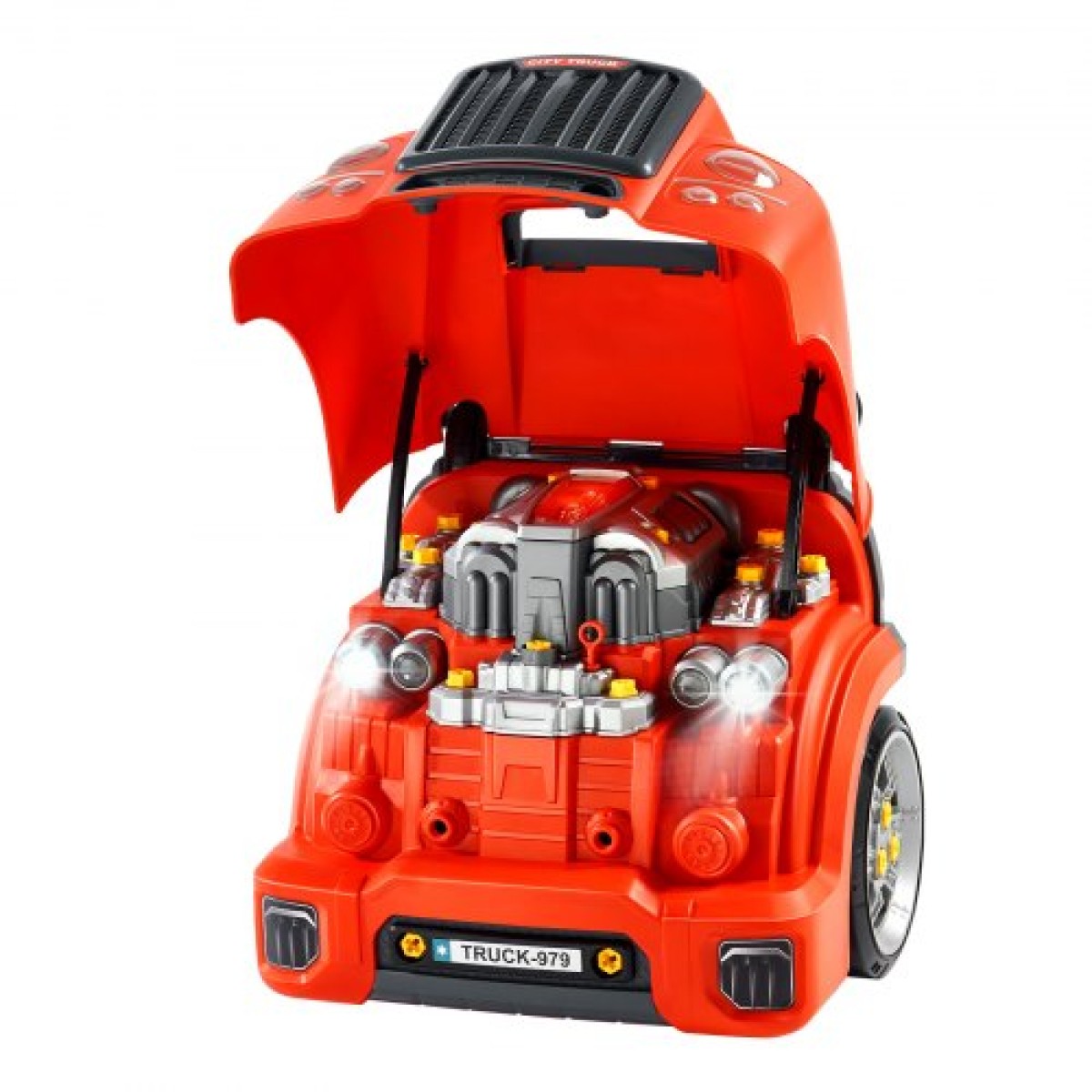 VEVOR Engine Toy, 60 τεμαχίων, Παιδικό σετ επισκευής μηχανικού αυτοκινήτου με αφαιρούμενα εξαρτήματα, φώτα και ήχους, τιμόνι και κόρνα, σετ εργαστηρίου Παιδικό μηχανικό για νήπια 3 ετών και άνω, κόκκινο