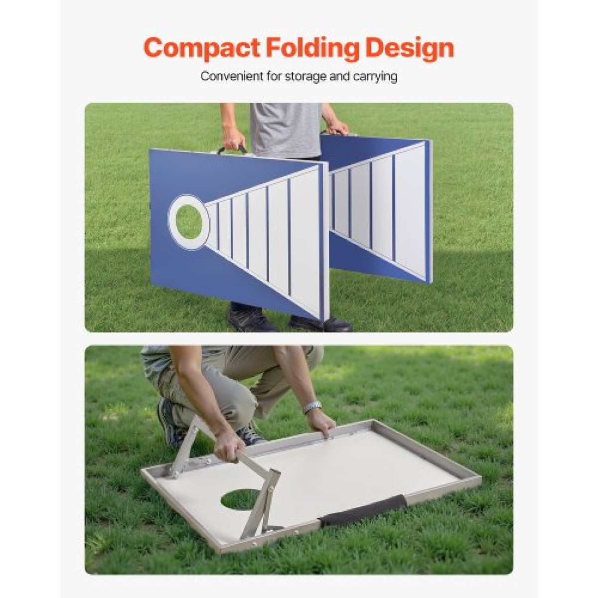 VEVOR Σετ Cornhole, 3x2 ft Corn Hole σανίδες παιχνιδιών, αλουμινένιο φορητό tossboard αδιάβροχο, πτυσσόμενο παιχνίδι Cornhole για εσωτερικούς και εξωτερικούς χώρους για ενήλικες, περιλαμβάνει 8 τσάντες φασολιών, για το Yard Backyard Beach Camping