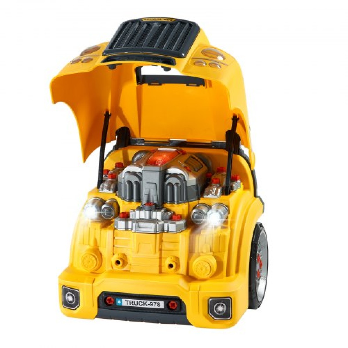 VEVOR Engine Toy, 60 τεμαχίων, Παιδικό σετ επισκευής μηχανικού αυτοκινήτου με αφαιρούμενα ανταλλακτικά, φώτα και ήχους, τιμόνι και κόρνα, σετ εργαστηρίου Παιδικό μηχανικό για νήπια 3 ετών και άνω, κίτρινο