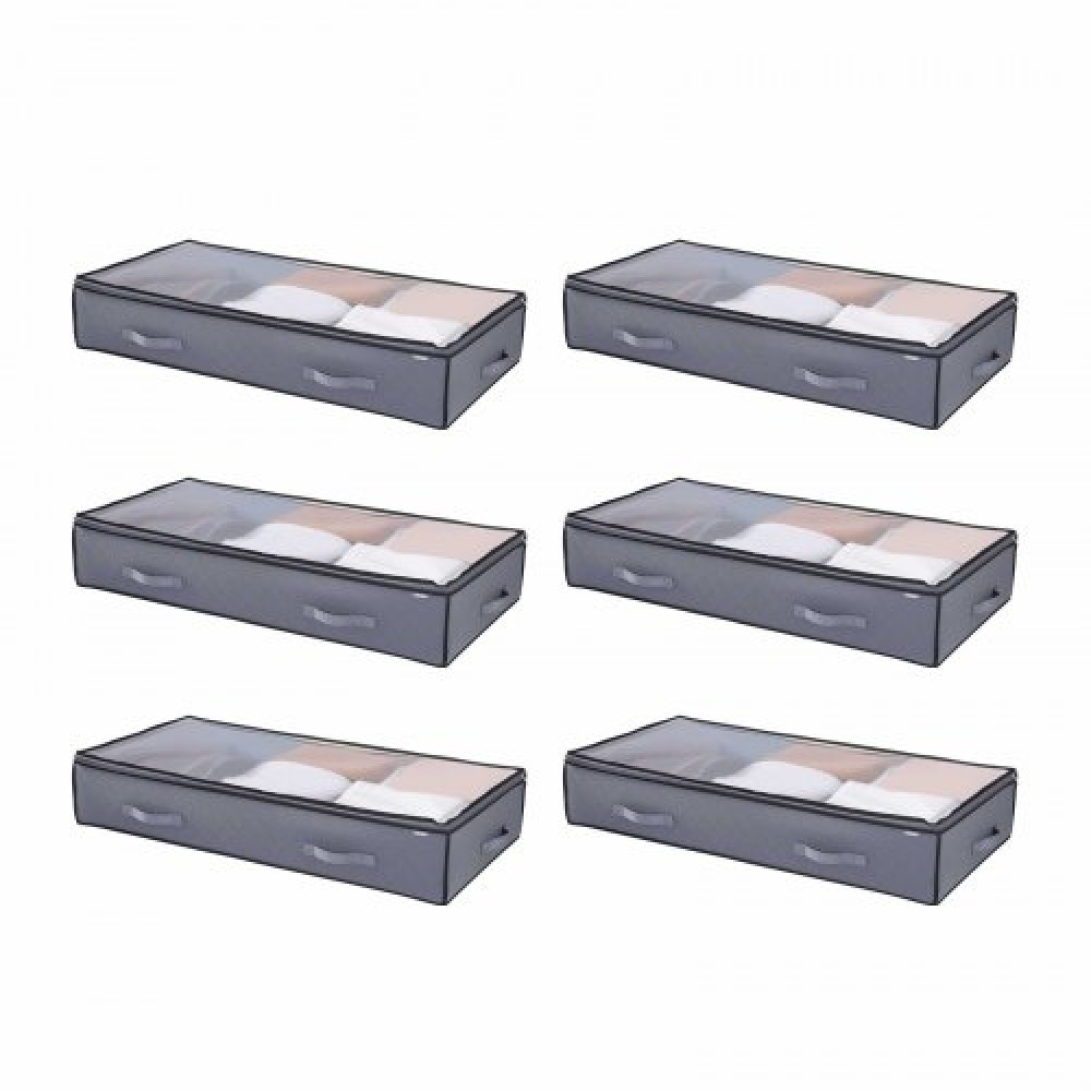 VEVOR Under Bed Storage with Clear καπάκια, 996 x 500 x 180 mm, 90L Μεγάλα δοχεία αποθήκευσης ρούχων κάτω από το κρεβάτι, Κάδοι οργανωτή παπουτσιών χαμηλού προφίλ κάτω από το συρτάρι του κρεβατιού Κουτί για κουβέρτες κρεβατοκάμαρας παπουτσιών, 6 πακέτο