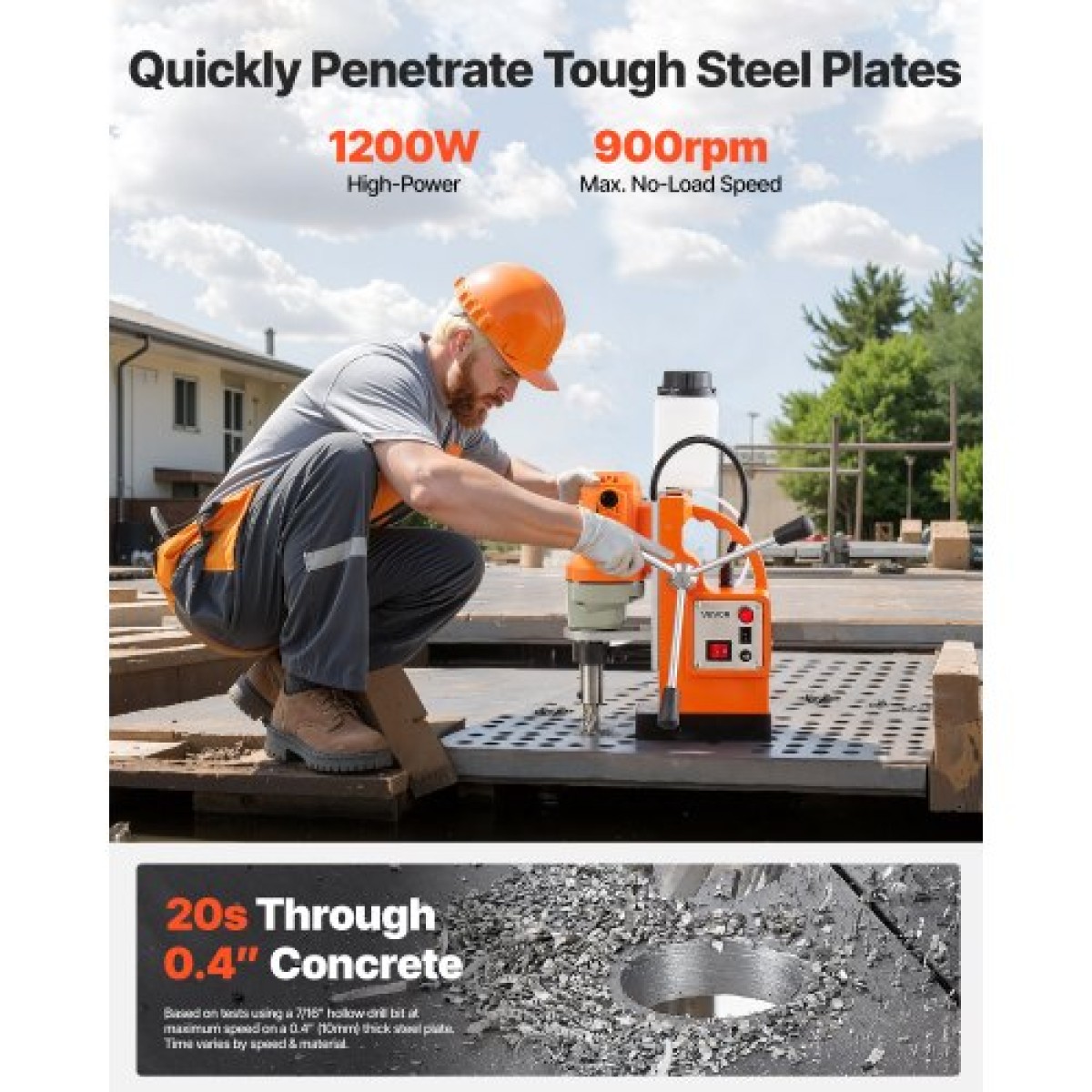 VEVOR Magnetic Drill Press, 1200 W, 38 mm Boring Diameter, 10000N Power Mag Drill Press, 900 RPM Speed, with Weldon Shank, Efficient Cooling, για μεταλλικές επιφάνειες, βιομηχανική και οικιακή βελτίωση