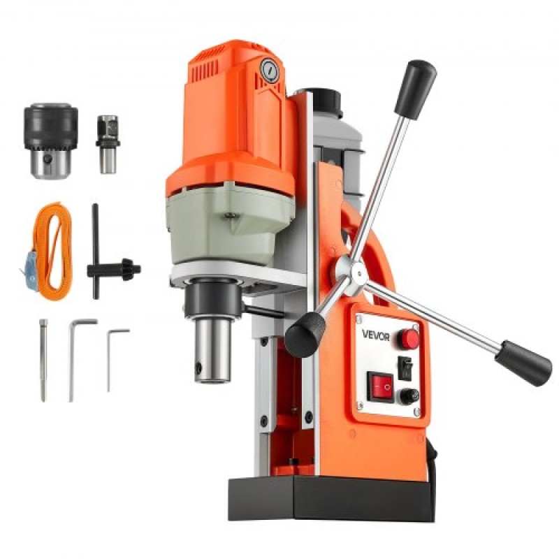 VEVOR Magnetic Drill Press, 1200 W, 38 mm Boring Diameter, 10000N Power Mag Drill Press, 900 RPM Speed, with Weldon Shank, Efficient Cooling, για μεταλλικές επιφάνειες, βιομηχανική και οικιακή βελτίωση